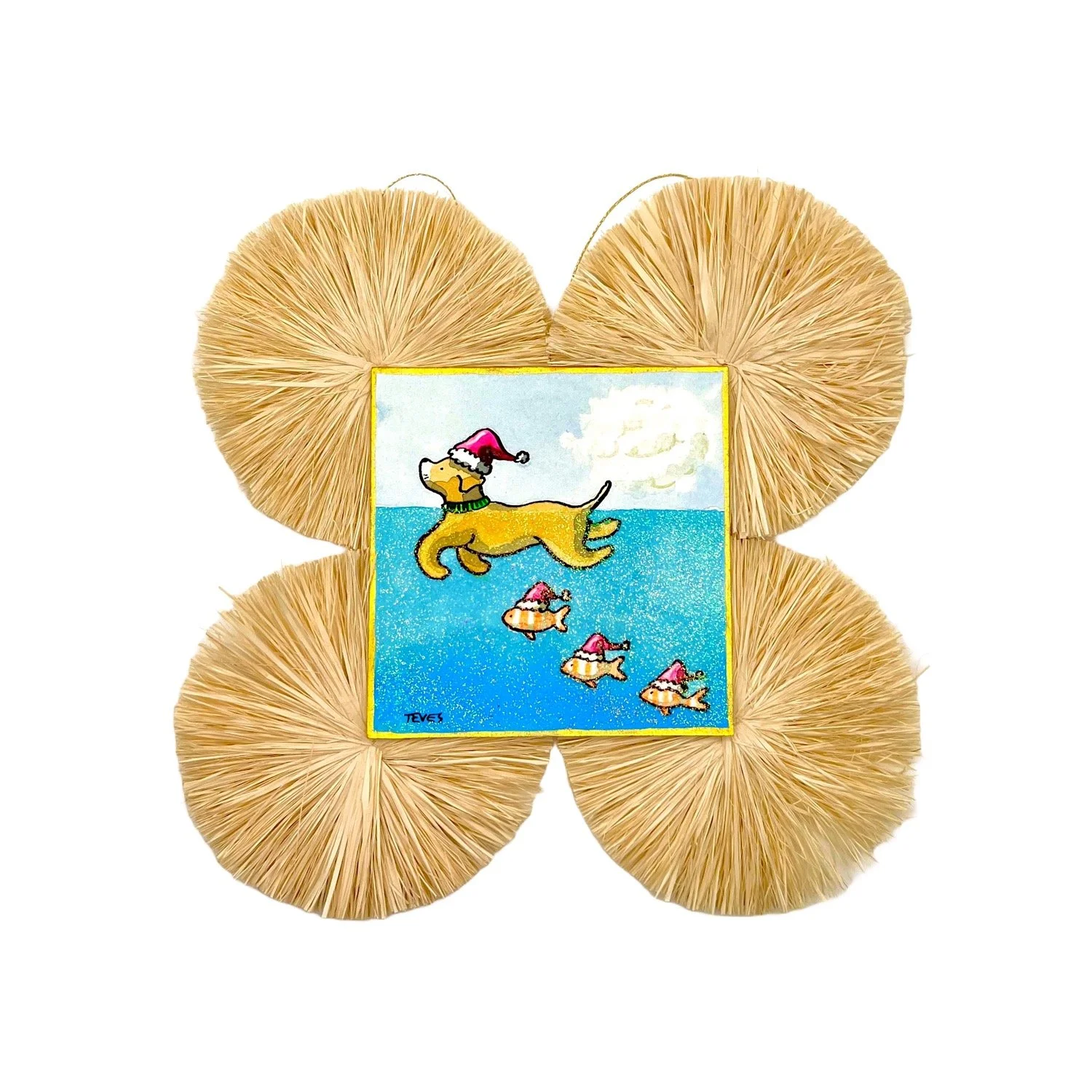 Tropical Christmas Ornament - Yellow Dog & Clownfish