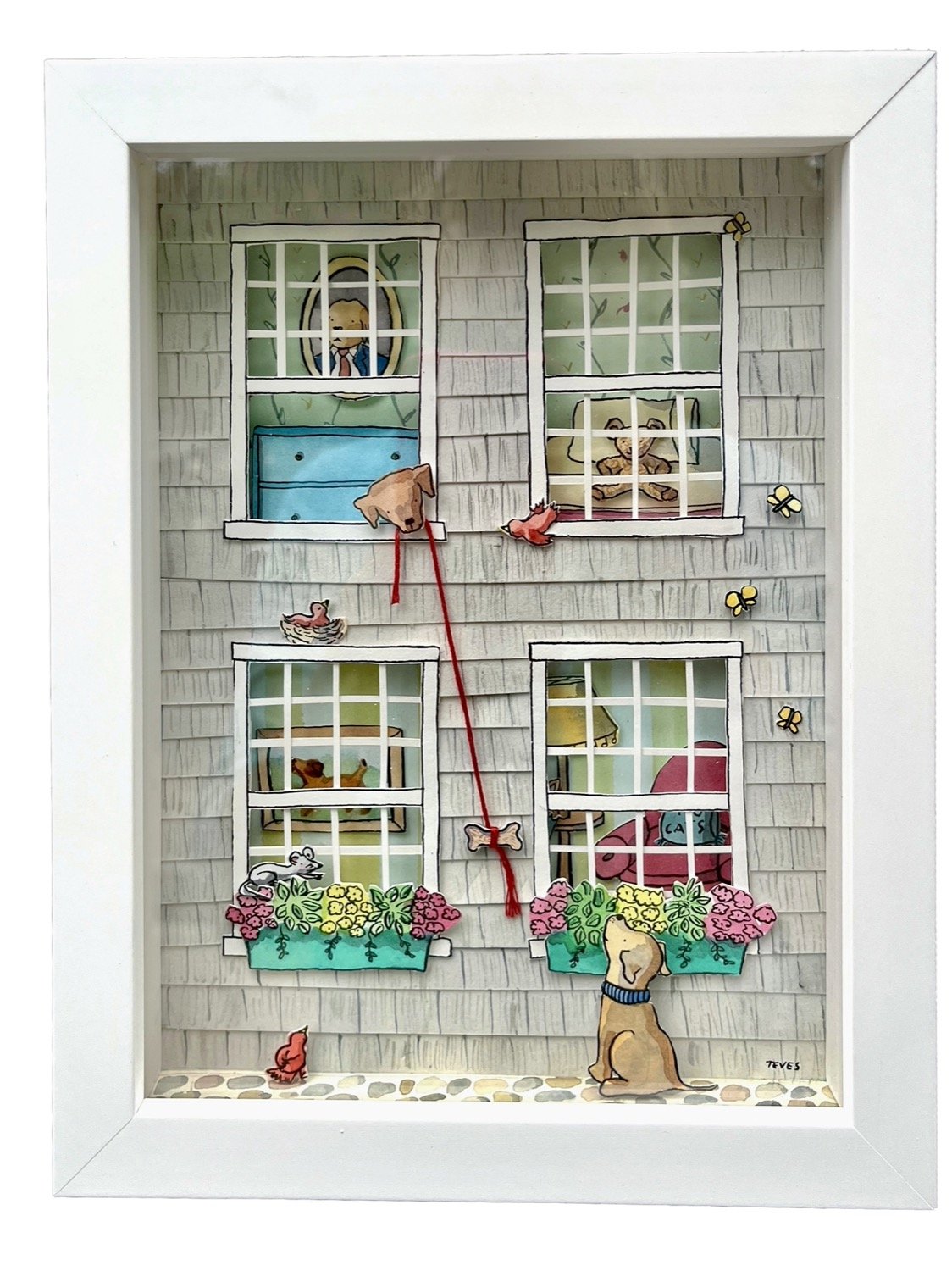 Nantucket 3D Shadow Box Art - Labrador Retrievers in Love