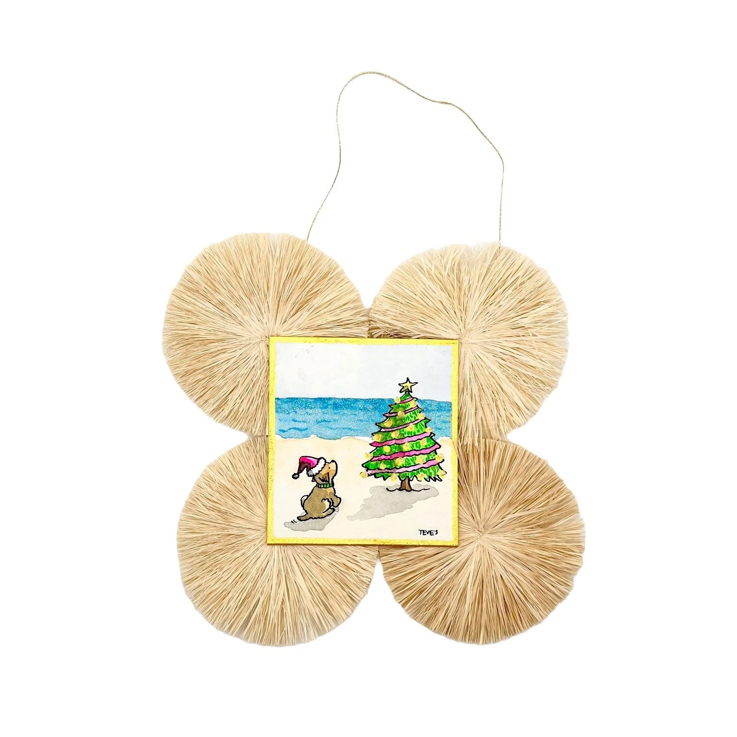 Tropical Christmas Ornament - Dog and Tree