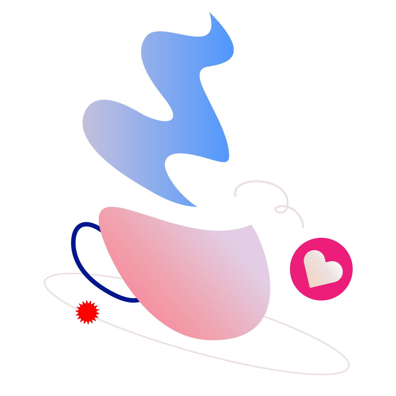 A digital illustration of a cup of coffee with cookie. The cookie has a little heart symbol on it. The drink represents getting in touch with Kabo Lam.