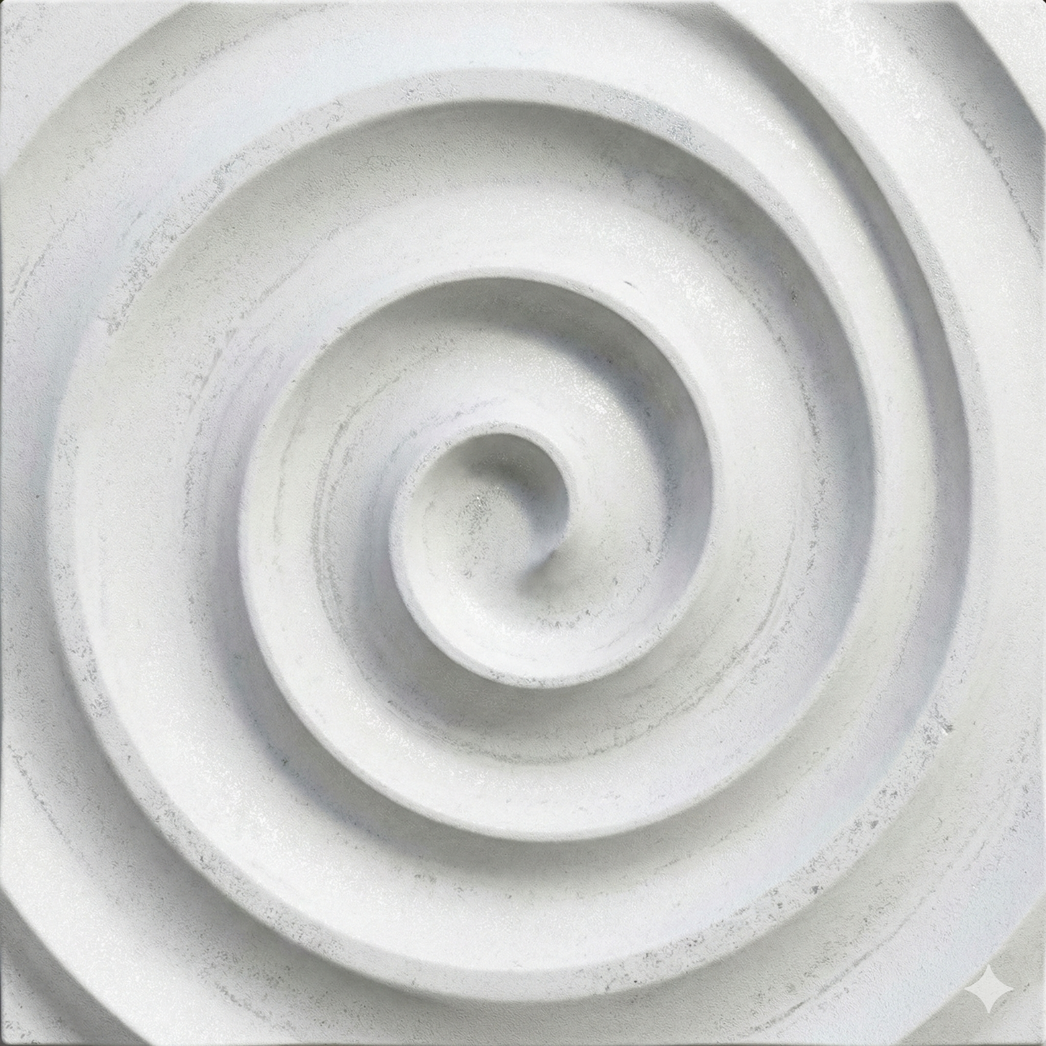 Close-up of a white, spiral-shaped architectural detail or decorative element.