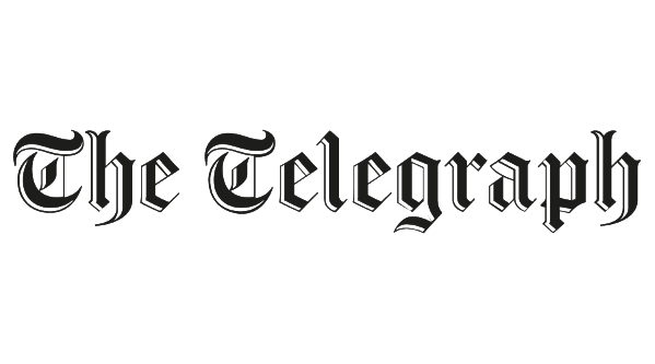 The logo of The Telegraph newspaper in black and white with Gothic font.