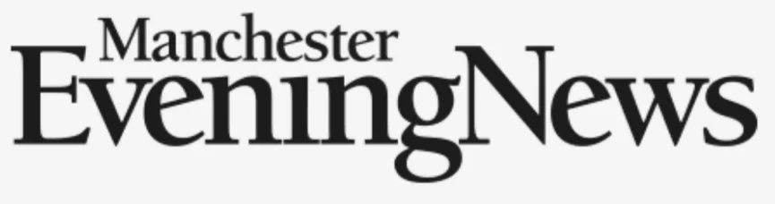 Manchester Evening News logo in black and white.
