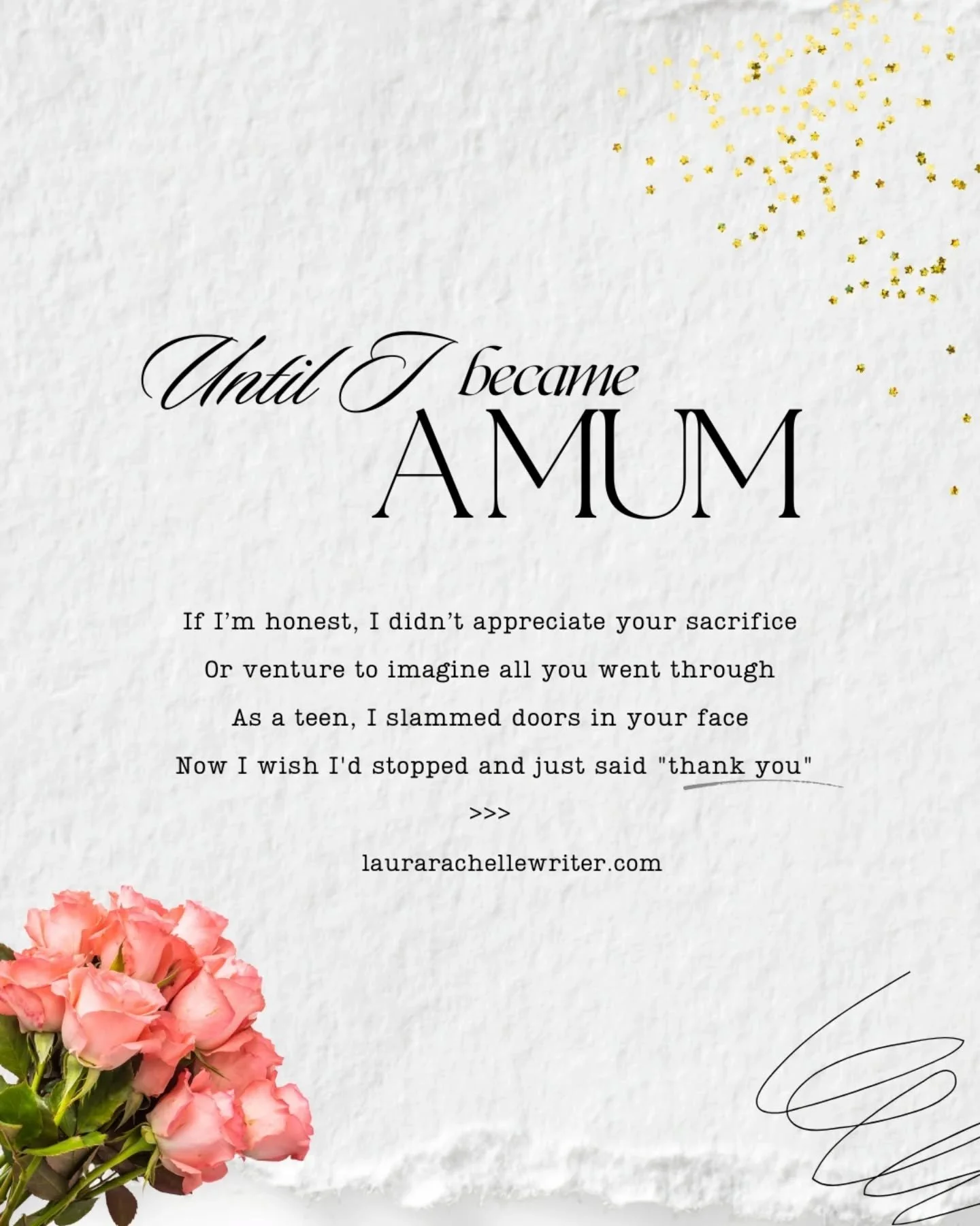 〰️A poem for those ✨️ lucky✨️ enough to have or have had 〰️
a loving mum and a child of our own. 

Here's one I wrote for my mum - the unabridged version is published in my book, A Mum Like This. 

🎀 Mother's Day this Sunday, chaps 🎀
Must be time f