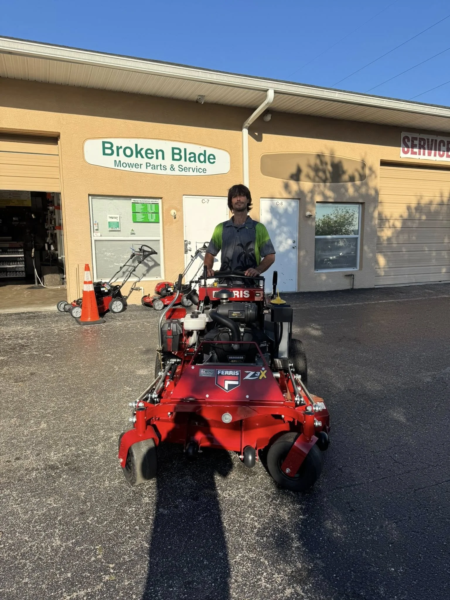 New mower purchased from Broken Blade in Port Charlotte, Fl.