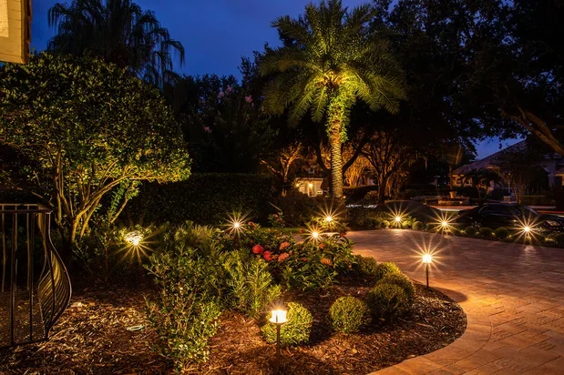 Landscape lighting installation in Punta Gorda.