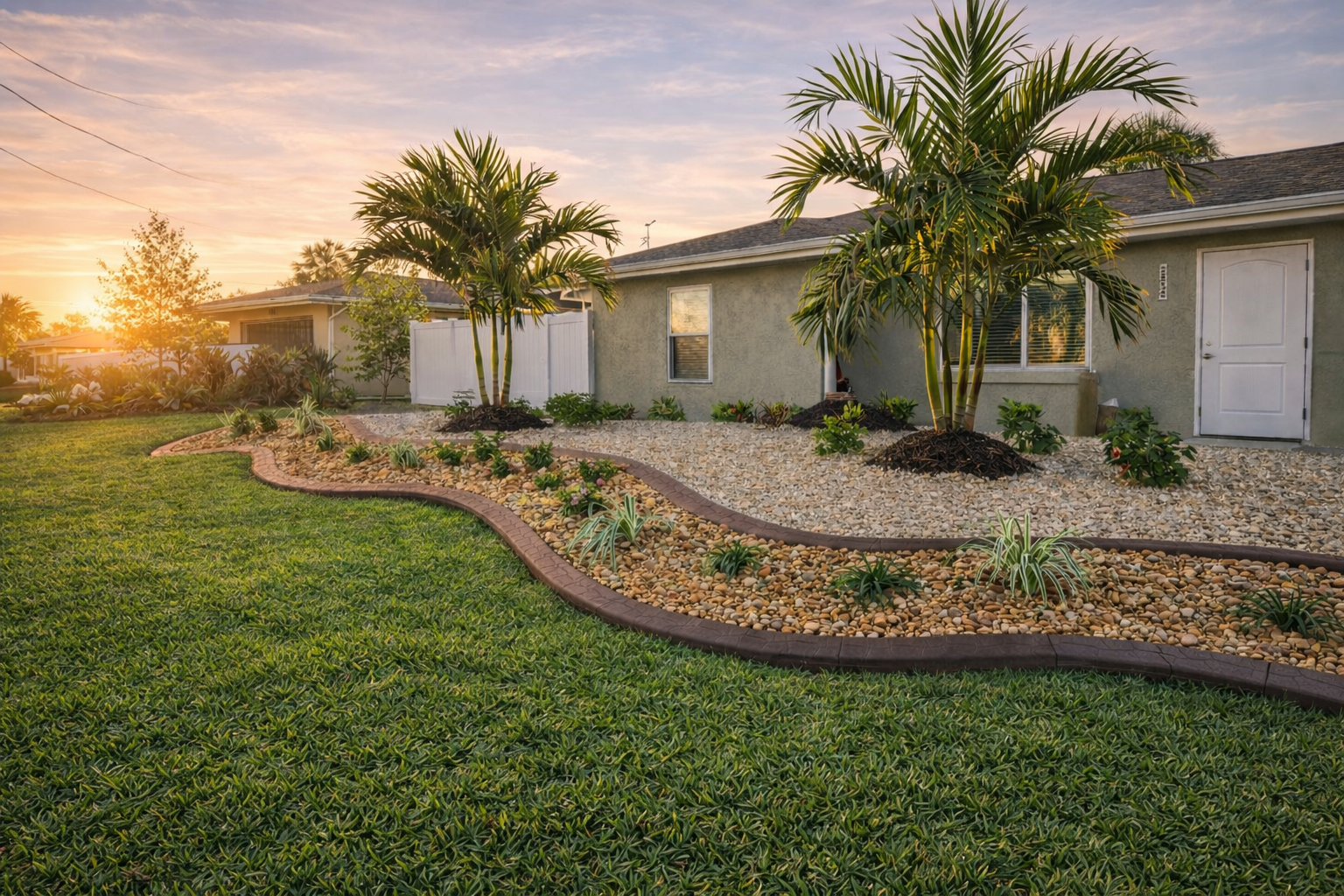 Front yard landscape design in Port Charlotte, FL.