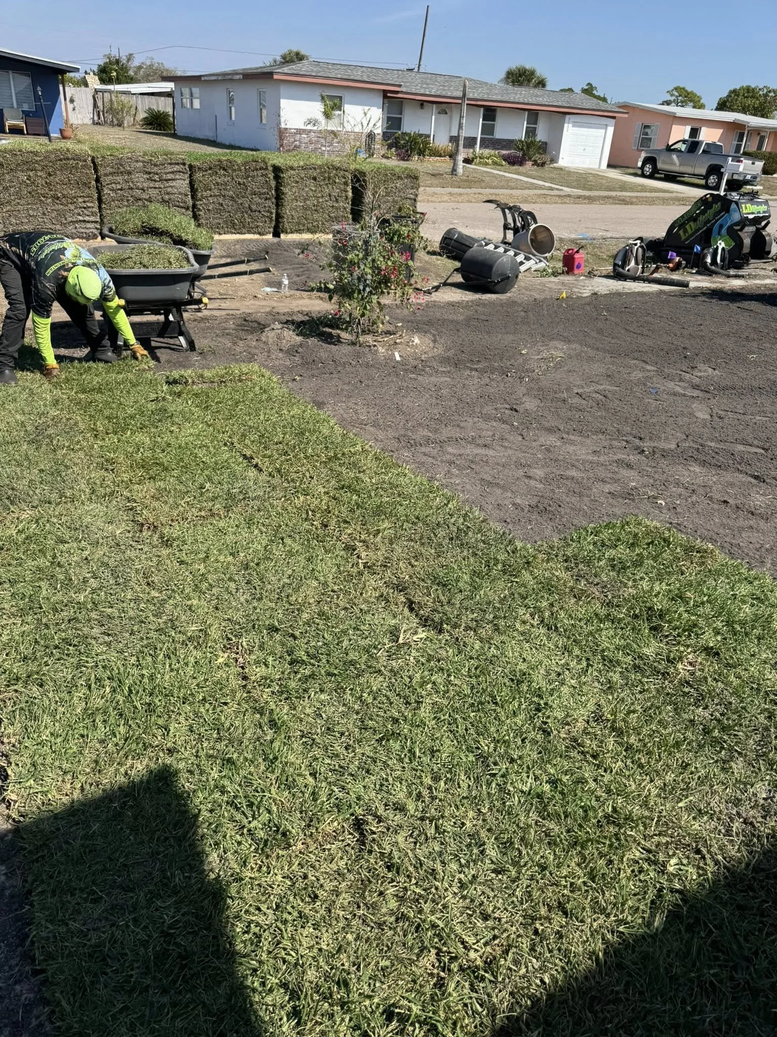 St. Augustine sod installation in Port Charlotte, Florida.