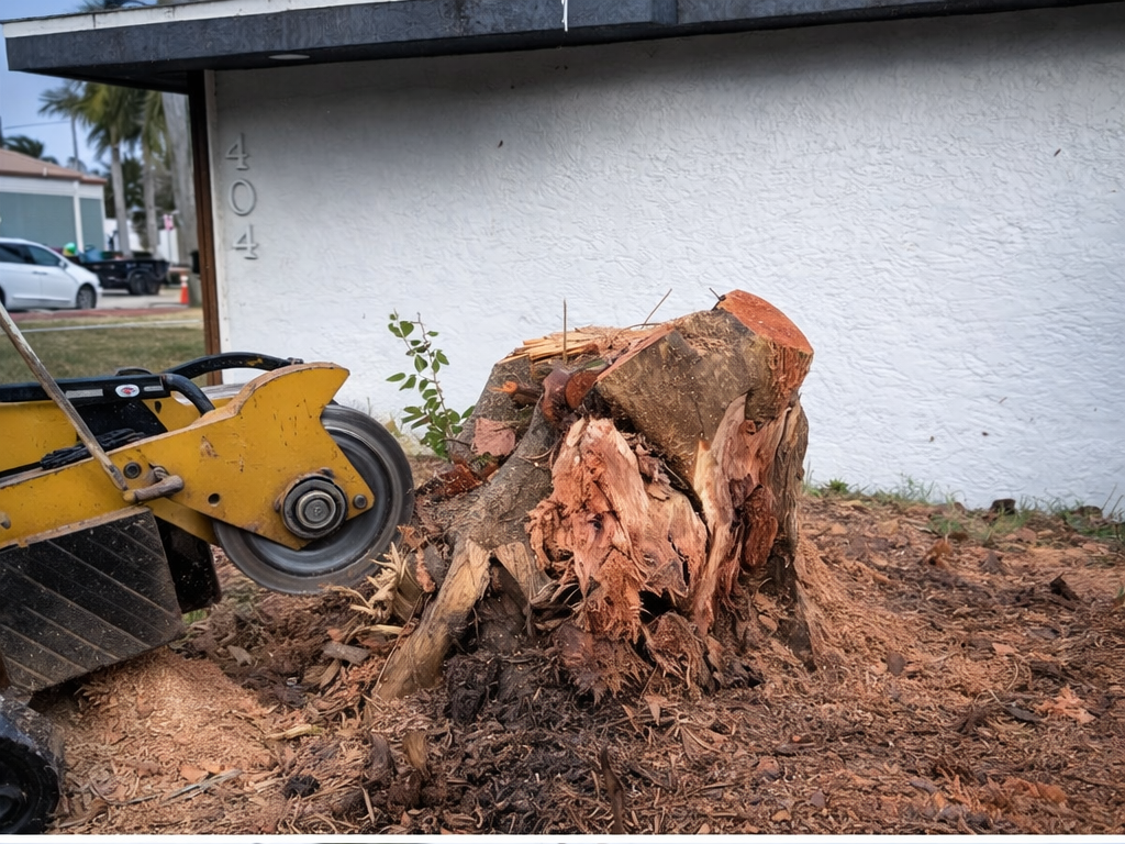 Stump grinding in Punta Gorda for commercial property. 