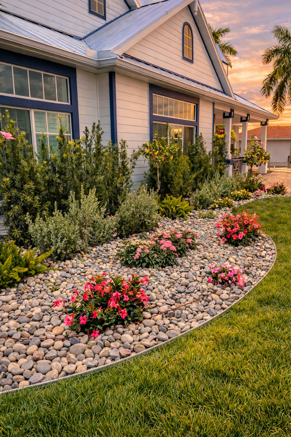 Front yard landscape design in Port Charlotte Fl by LD Lifestyles.