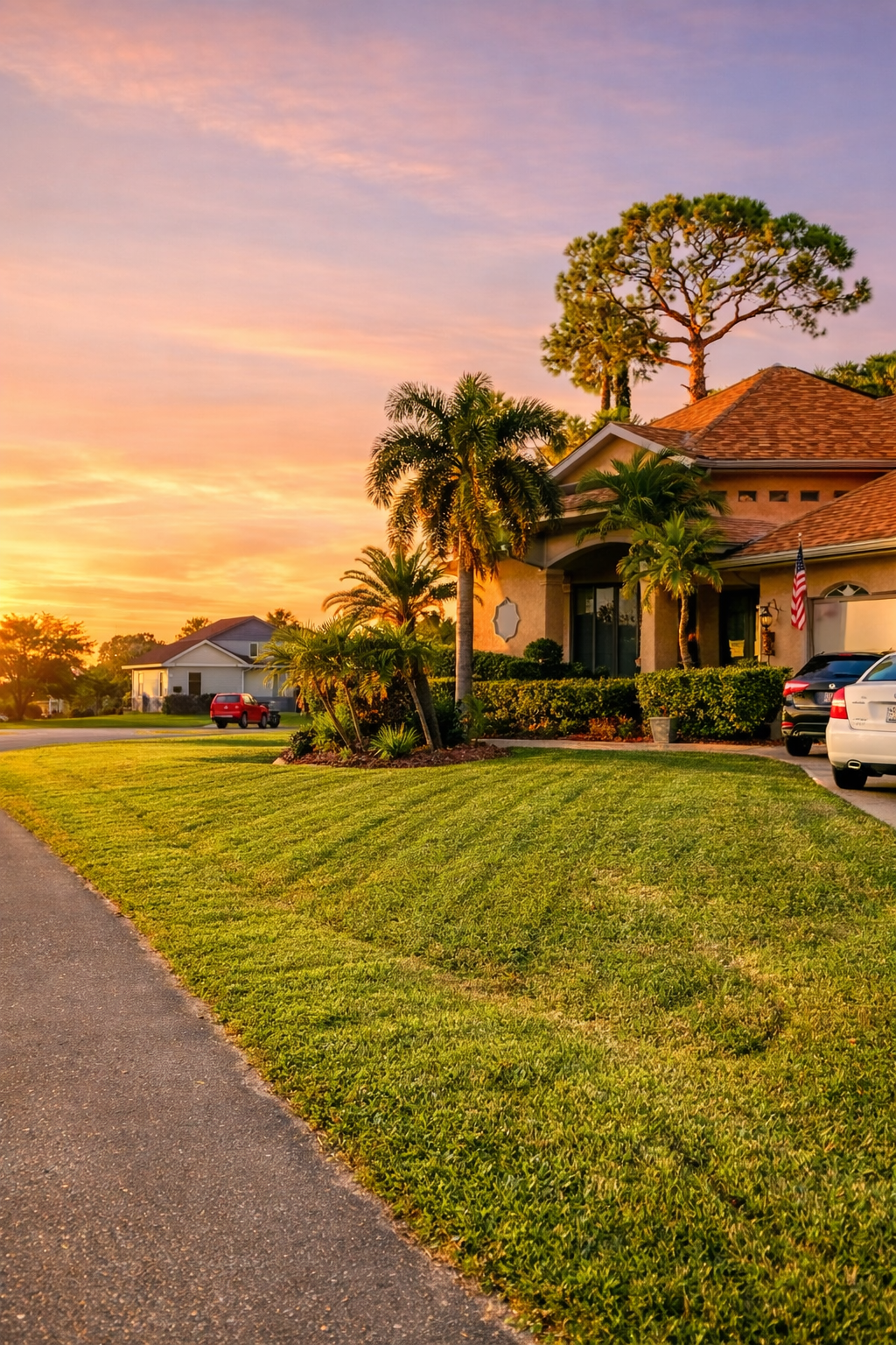 Freshly cut St. Augustine lawn by LD Lifestyles at a home in Port Charlotte, FL.