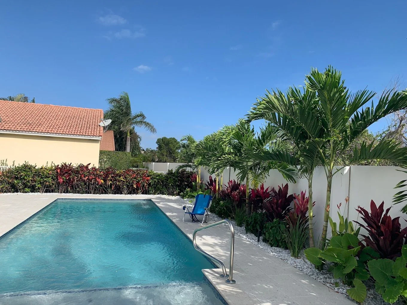 Landscape design around pool for home in Boca Grande, FL.