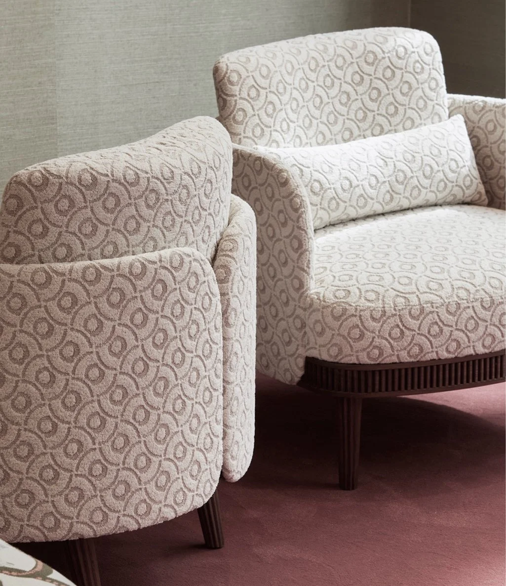 NOBILIS furniture. easy chair. Fauteuils Roquebrune. Lounge chair. NOBILIS x Humbert & Poyet.  High-end textiles. Wallpaper. Colefax and Fowler. Jane Churchill. Manuel Canovas. Larsen. Mulberry. GP&J Baker. Baker lifestyle. Mulberry home. Threads. 