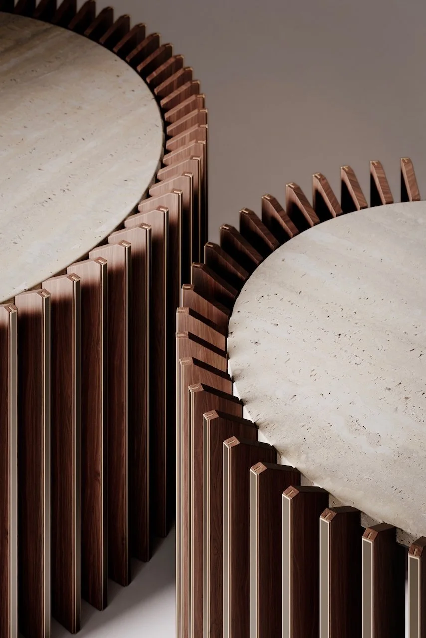 VENICEM. side table. table. coffee table. Blade coffee table. Blade table. Furniture. Brass. woosd. stone.