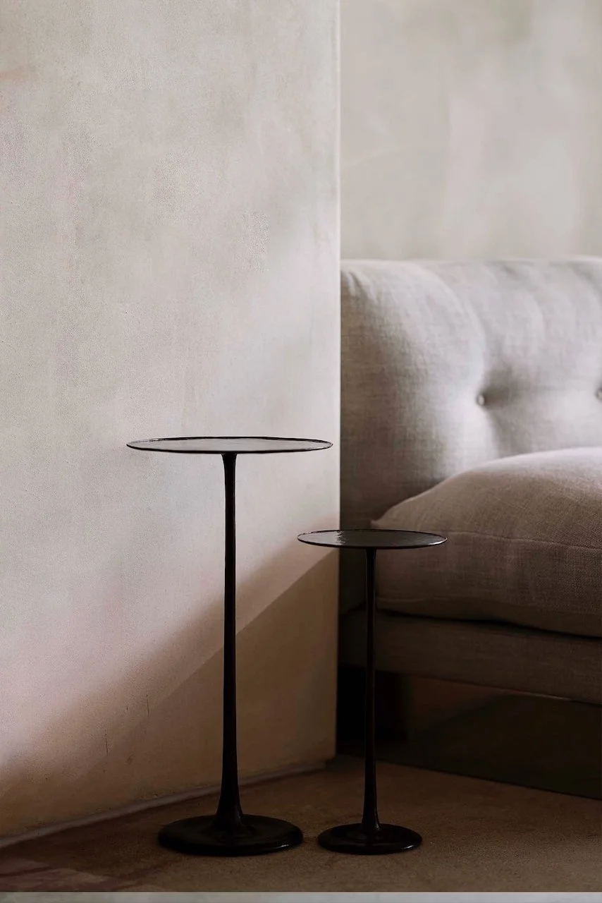 Ochre Pirouette table. Solid cast bronze. Small large