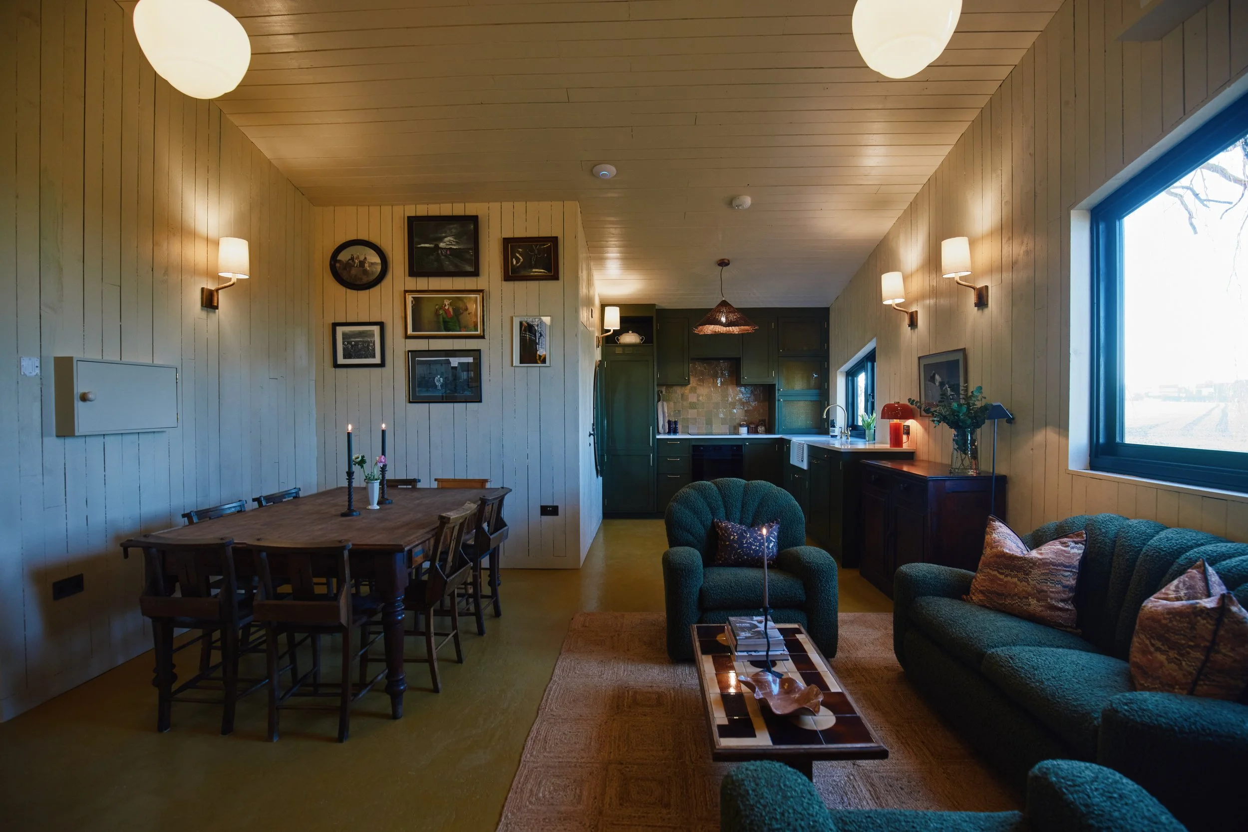 The open plan living and dining space