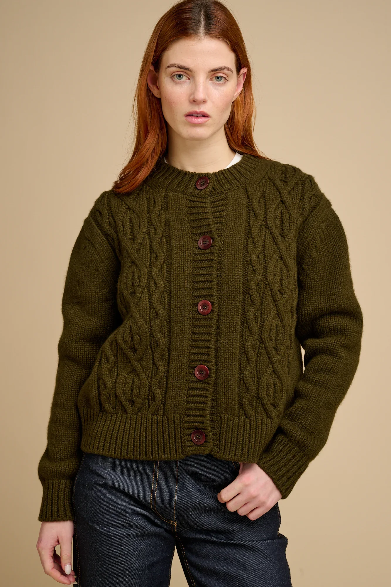 cable cardigan by community clothing £150.00