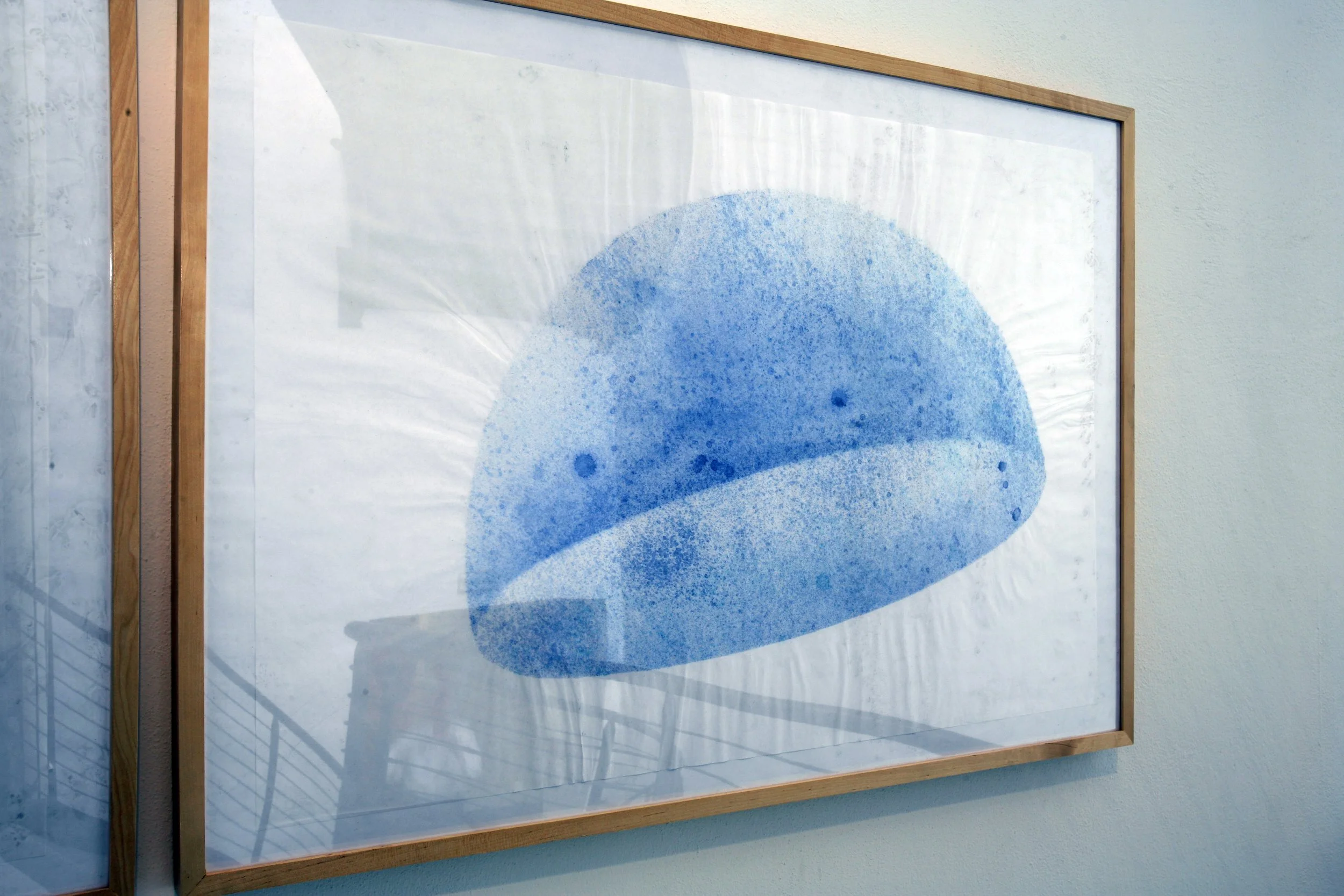 Detail, Aquarell Kuppeln auf japanischem Reispapier, Ausstellung vom zeitgenössischen Düsseldorfer Künstler Eduard Winklhofer