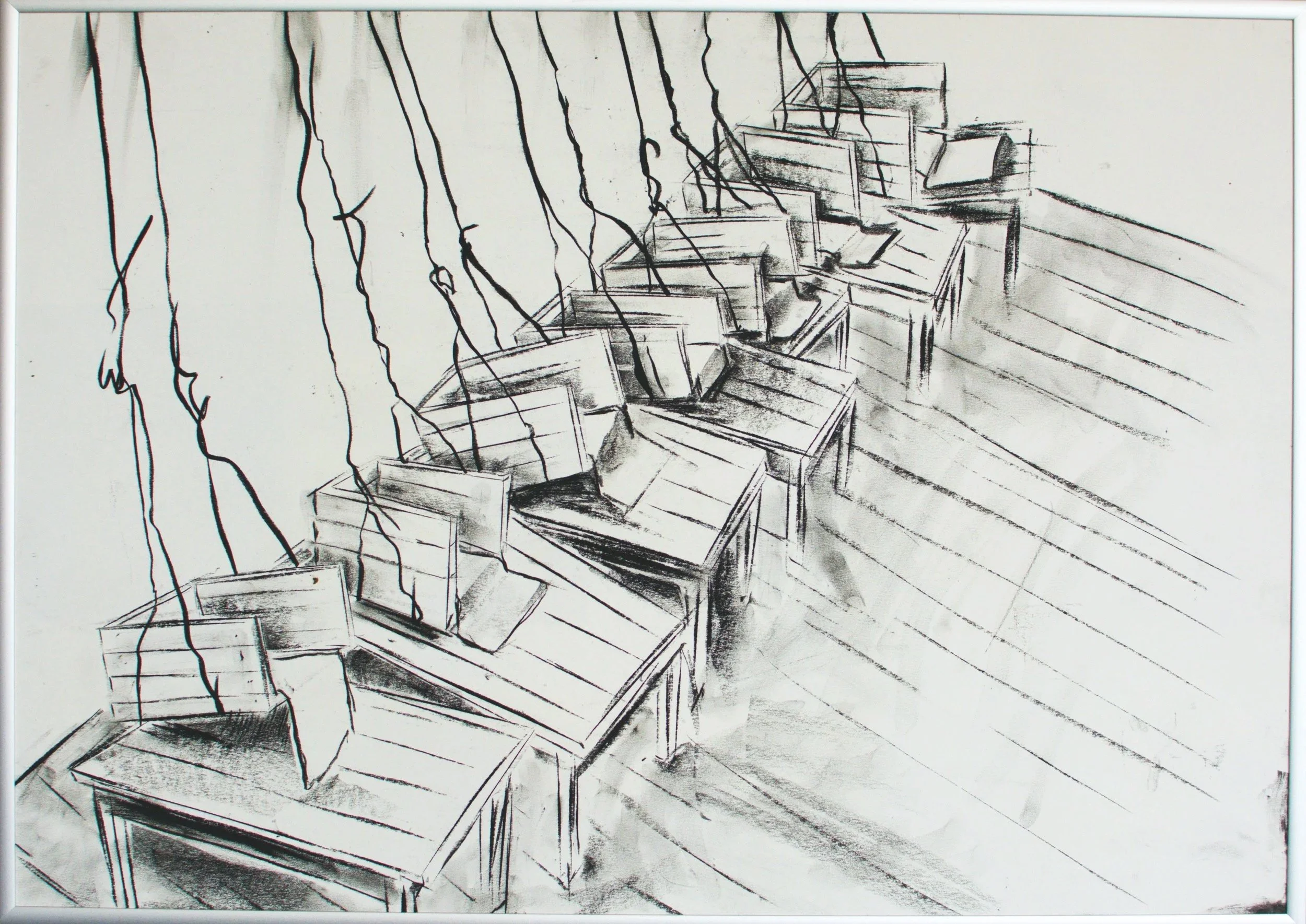 Eduard Winklhofer, zeitgenössische Kunst Düsseldorf, Künstler Atelier Düsseldorf, Skizze für Installation Original auf Papier