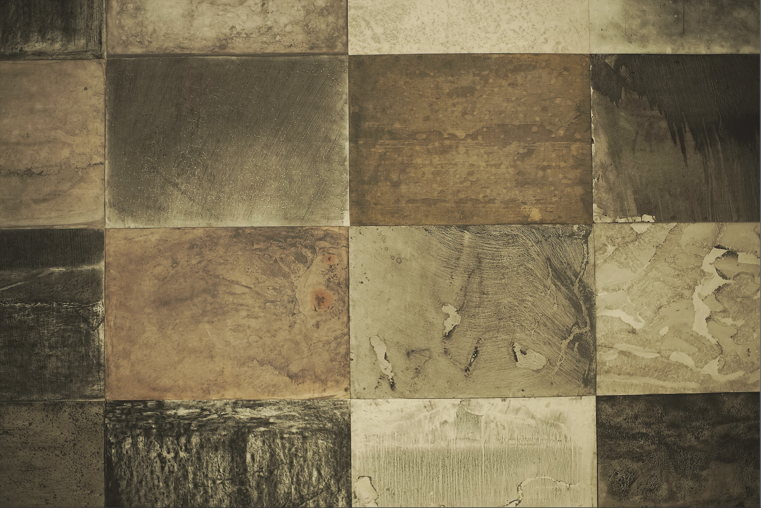 Detail großflächiger Wandbilder, Teil der Ausstellung im Museum Camusac in Cassino vom zeitgenössischem Düsseldorfer Künstler Eduard Winklhofer