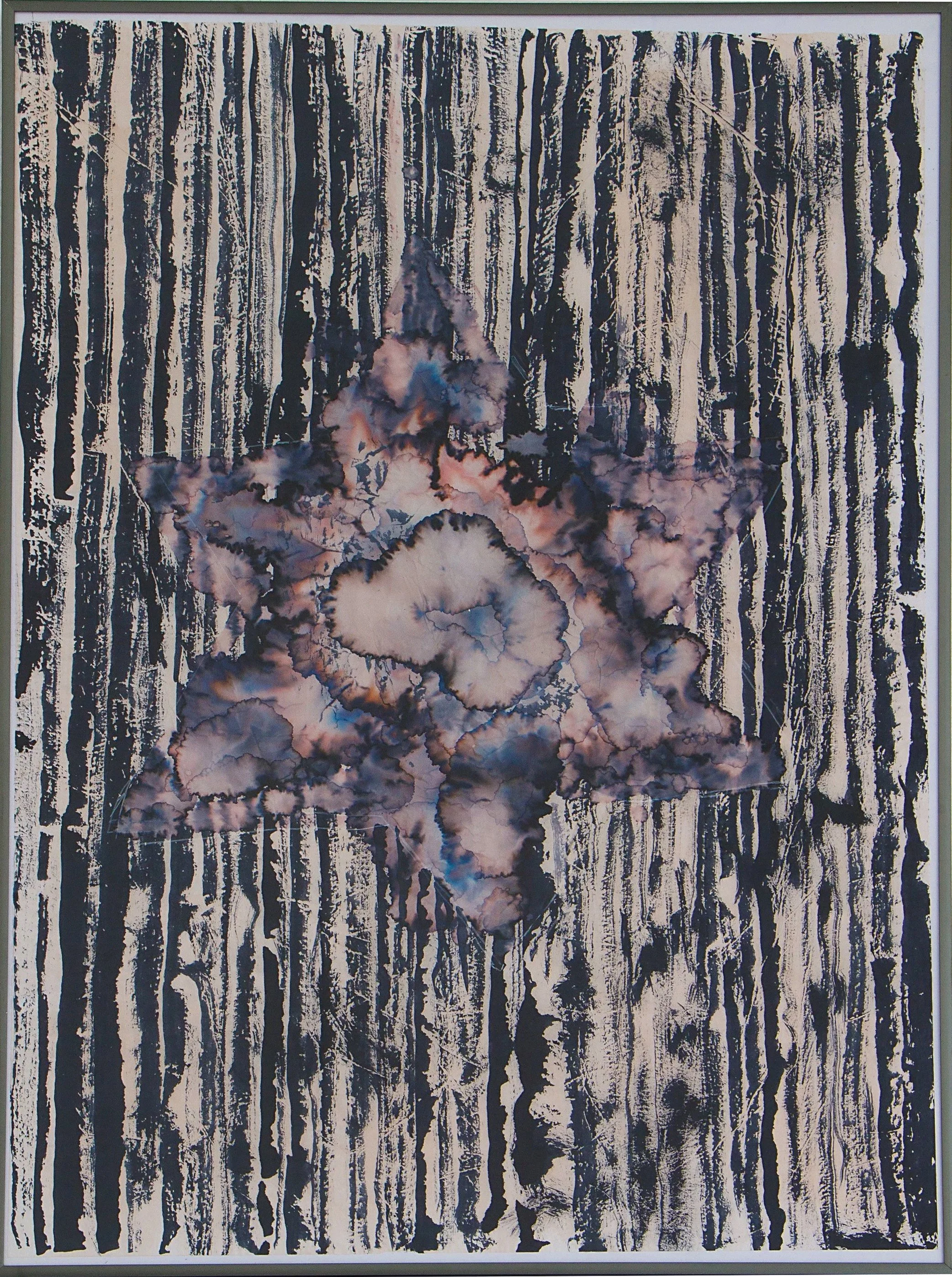 Wandbild, Stern, Tinte auf Reispapier, Raum für Kunst Oberkassel des zeitgenössischen Düsseldorfer Künstlers Eduard Winklhofer