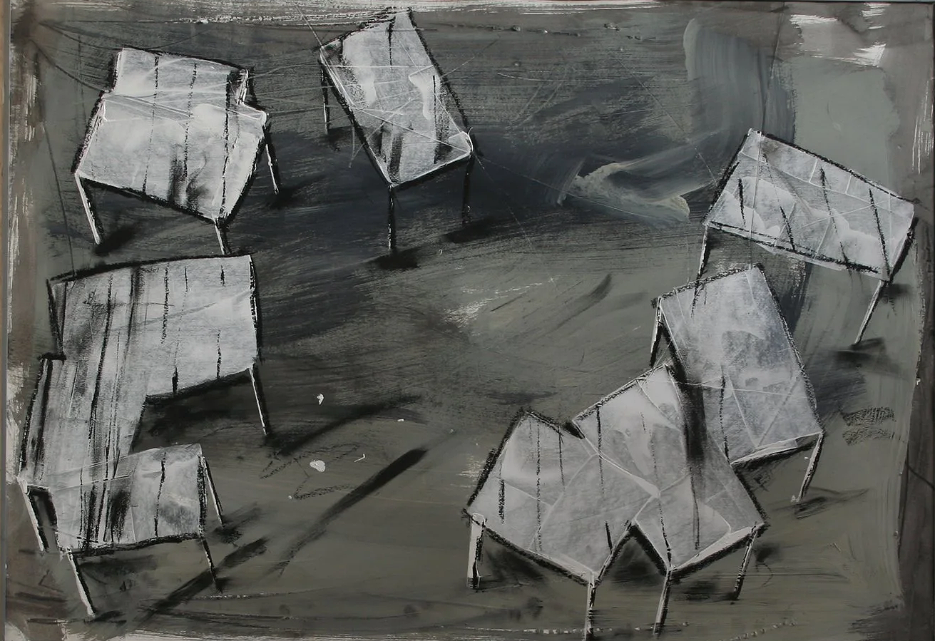 Ohne Titel, 70 x 100cm, Acryl & Ölstift auf Papier 