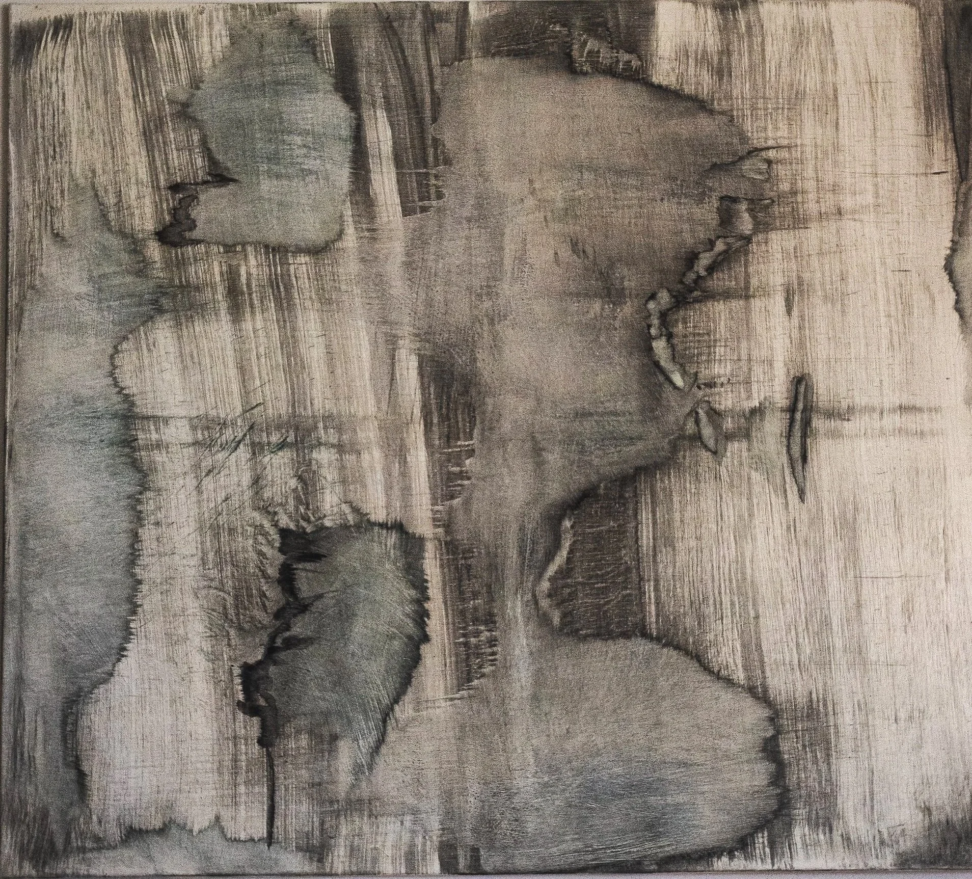 Ohne Titel, 130 x 145cm, Graphit Schellack auf Leinwand