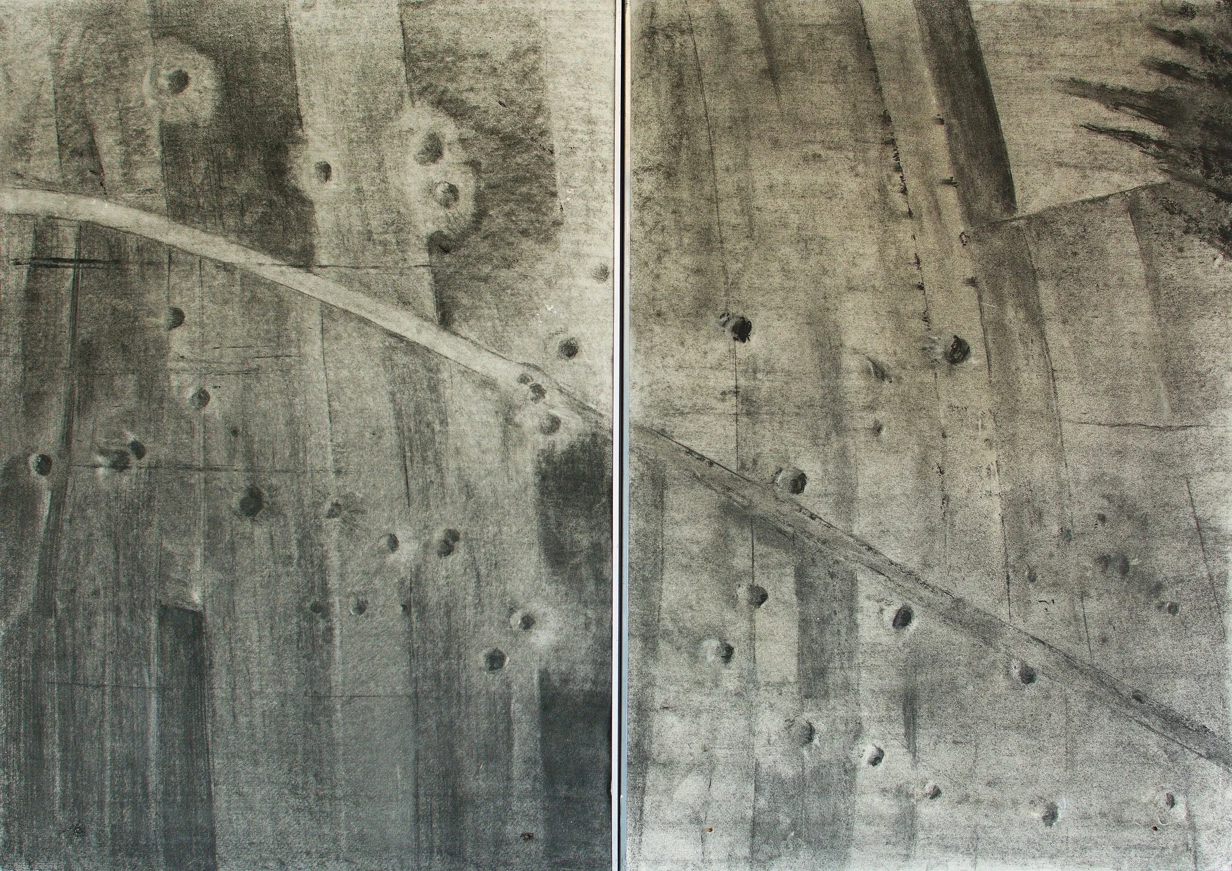 Ohne Titel, jeweils 70 x 100cm, Graphit & Kohle auf Papier