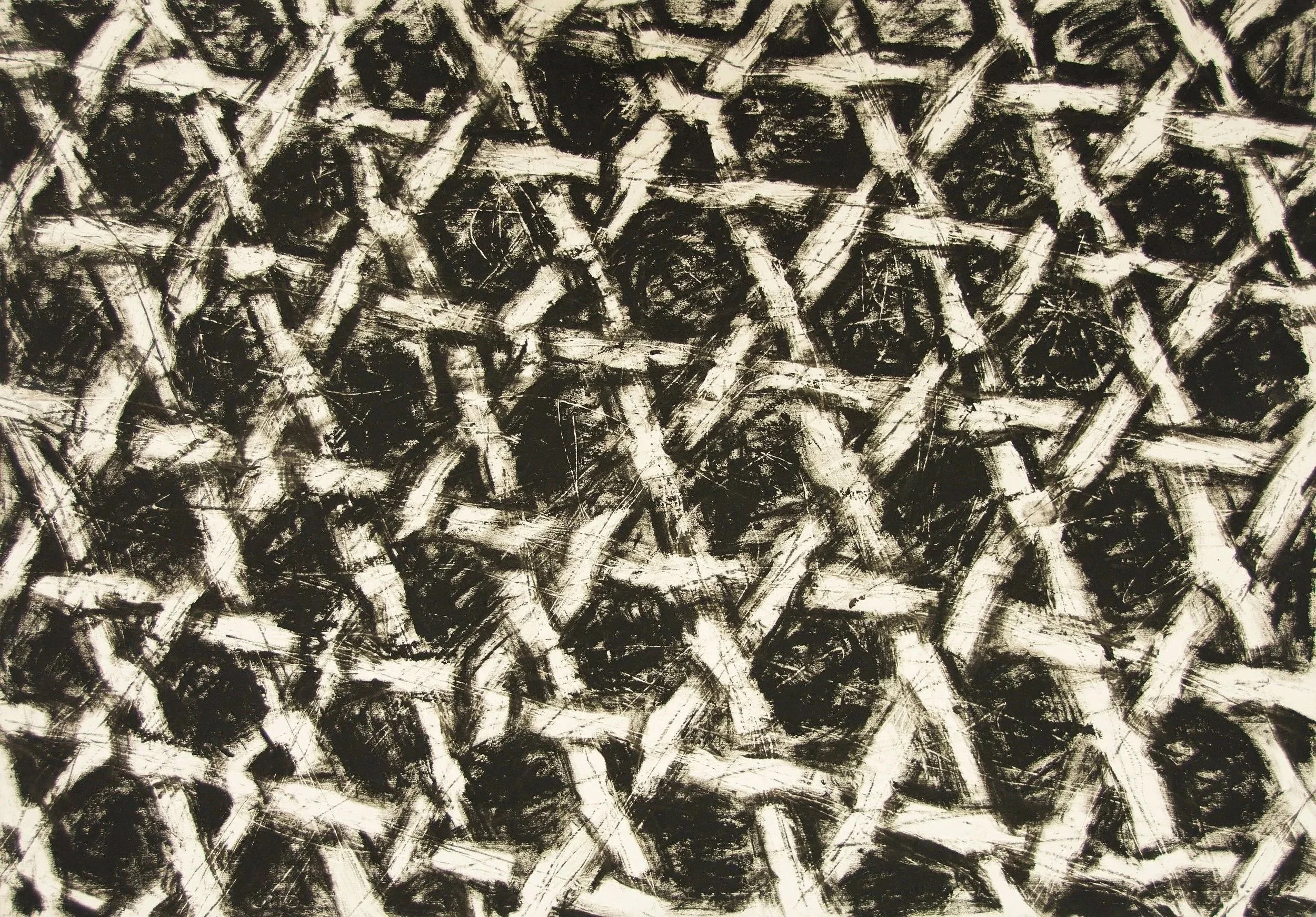 Abstraktes Gemälde, 70 x 100cm, Mischtechnik auf Papier von zeitgenössischem Düsseldorfer Künstler Eduard Winklhofer, Atelier Düsseldorf