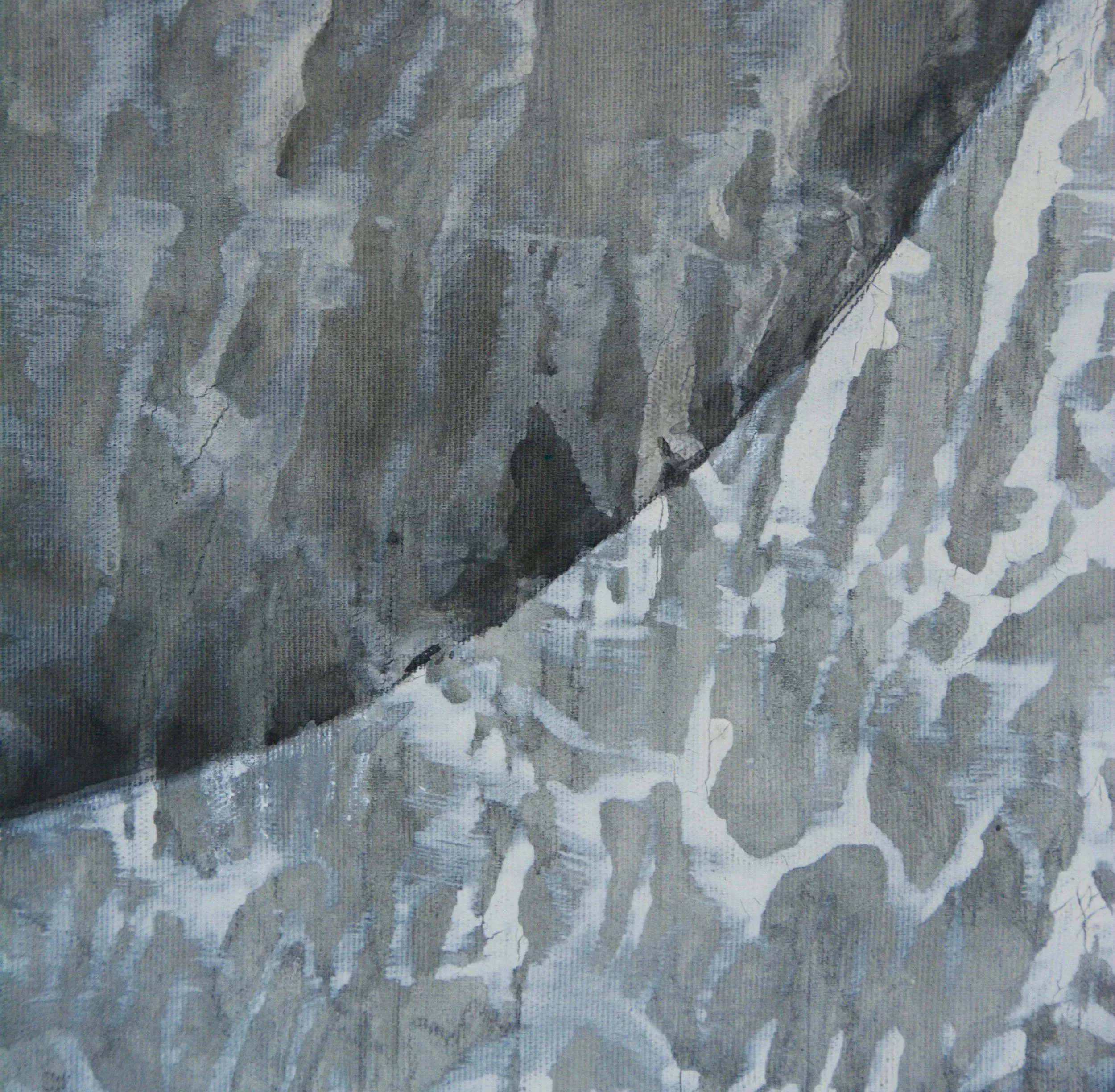 Nahaufnahme, Aktuelles Kunstwerk, Wandbild, 80 x 105cm, Chinesische Tusche auf Leinwand, von zeitgenössischem Düsseldorfer Künstler Eduard Winklhofer, Atelier Düsseldorf