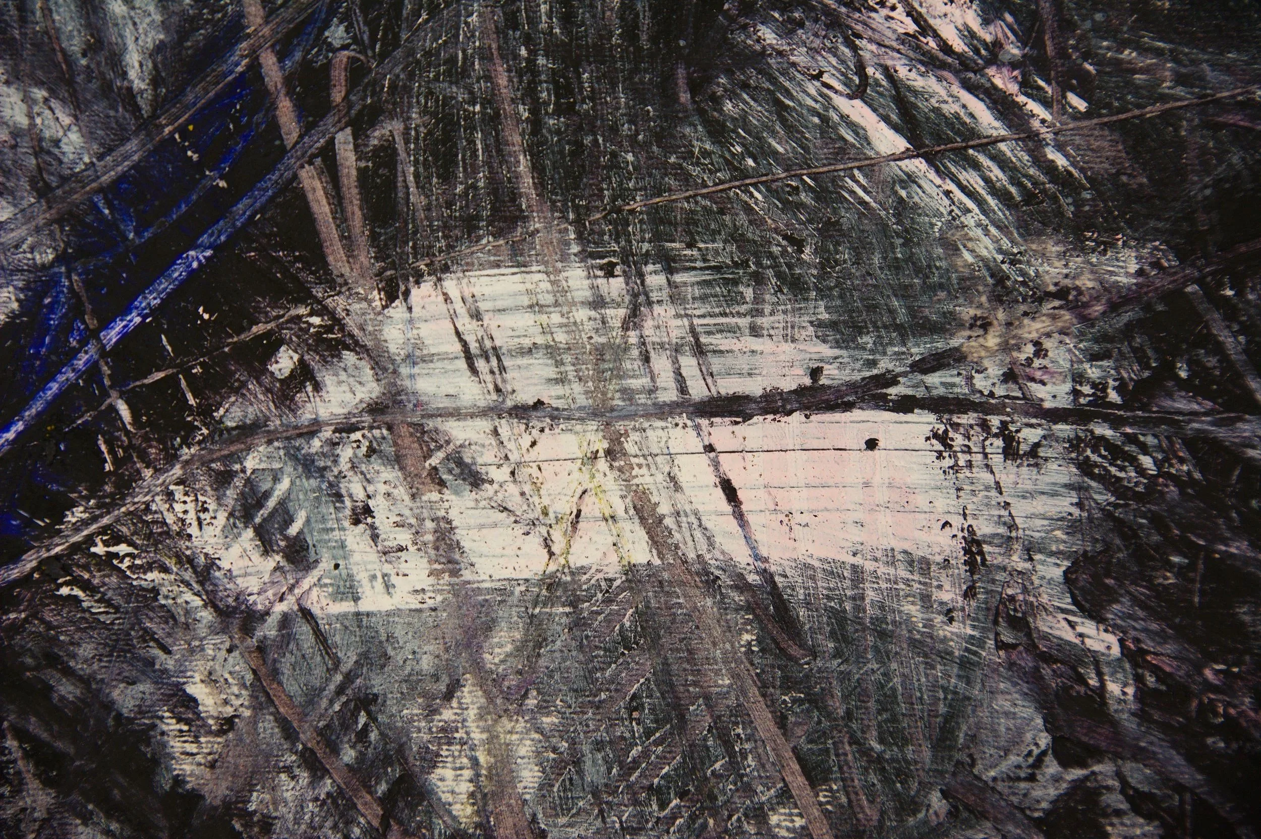 Detail, Kunstwerk aktuell, Wandbild, 70 x 100cm, Ölstift auf Papier, von zeitgenössischem Düsseldorfer Künstler Eduard Winklhofer, Atelier Düsseldorf