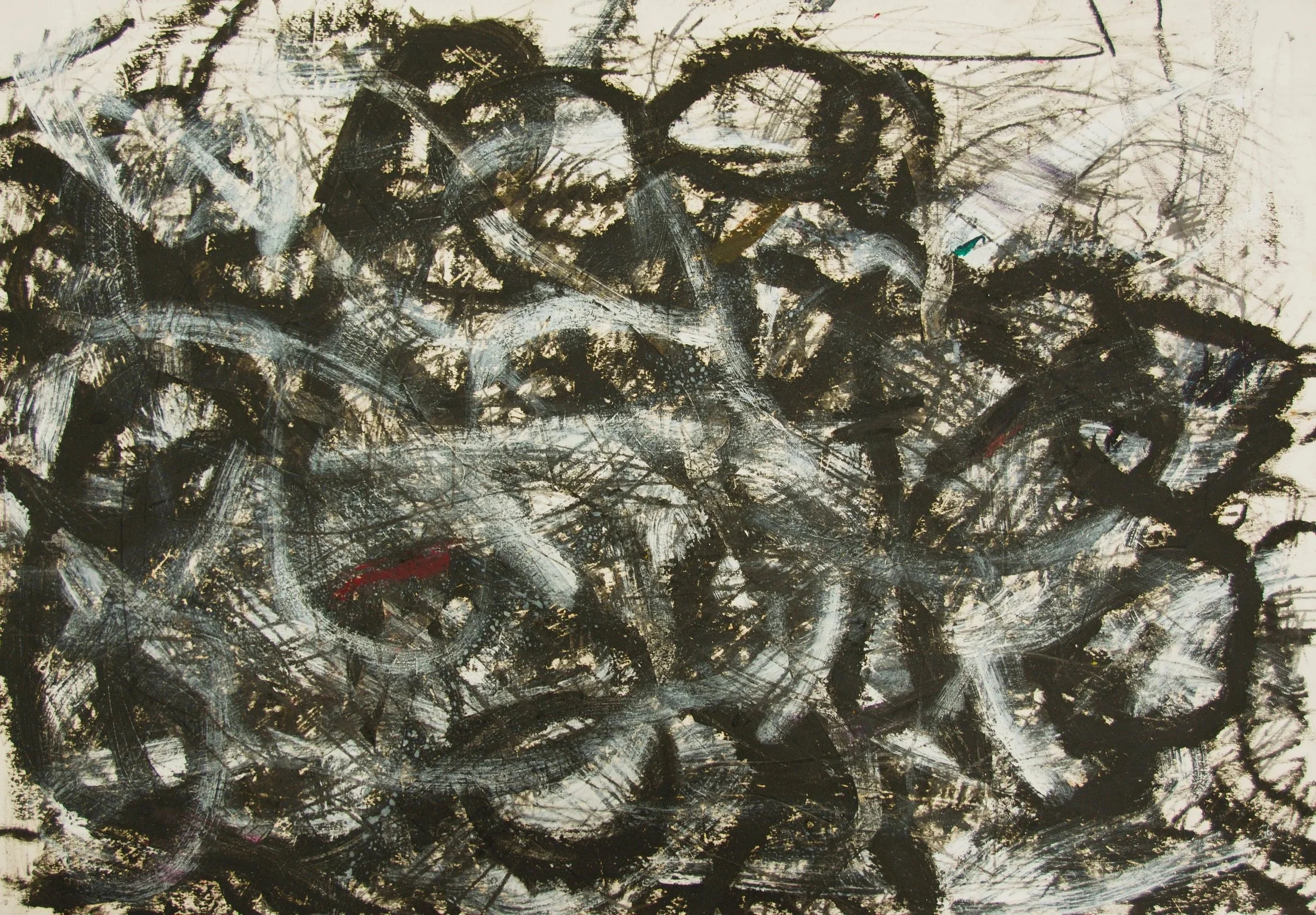 Kunstwerk aktuell, Wandbild, 70 x 100cm, Ölstift auf Papier, von zeitgenössischem Düsseldorfer Künstler Eduard Winklhofer, Atelier Düsseldorf