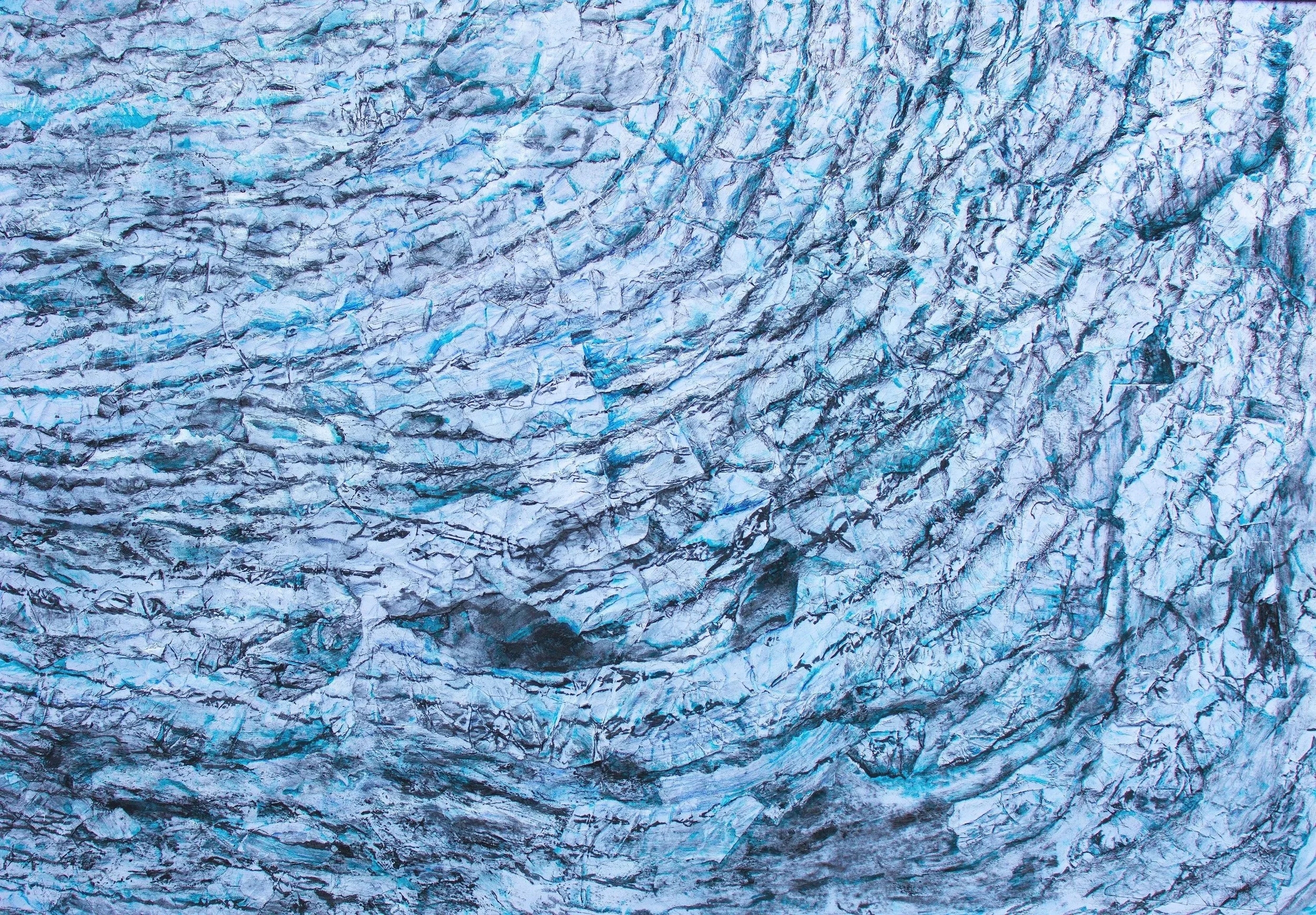 Kunstwerk aktuell, Wandbild, 70 x 100cm, Aquarell & Kohle auf Papier, von zeitgenössischem Düsseldorfer Künstler Eduard Winklhofer, Atelier Düsseldorf