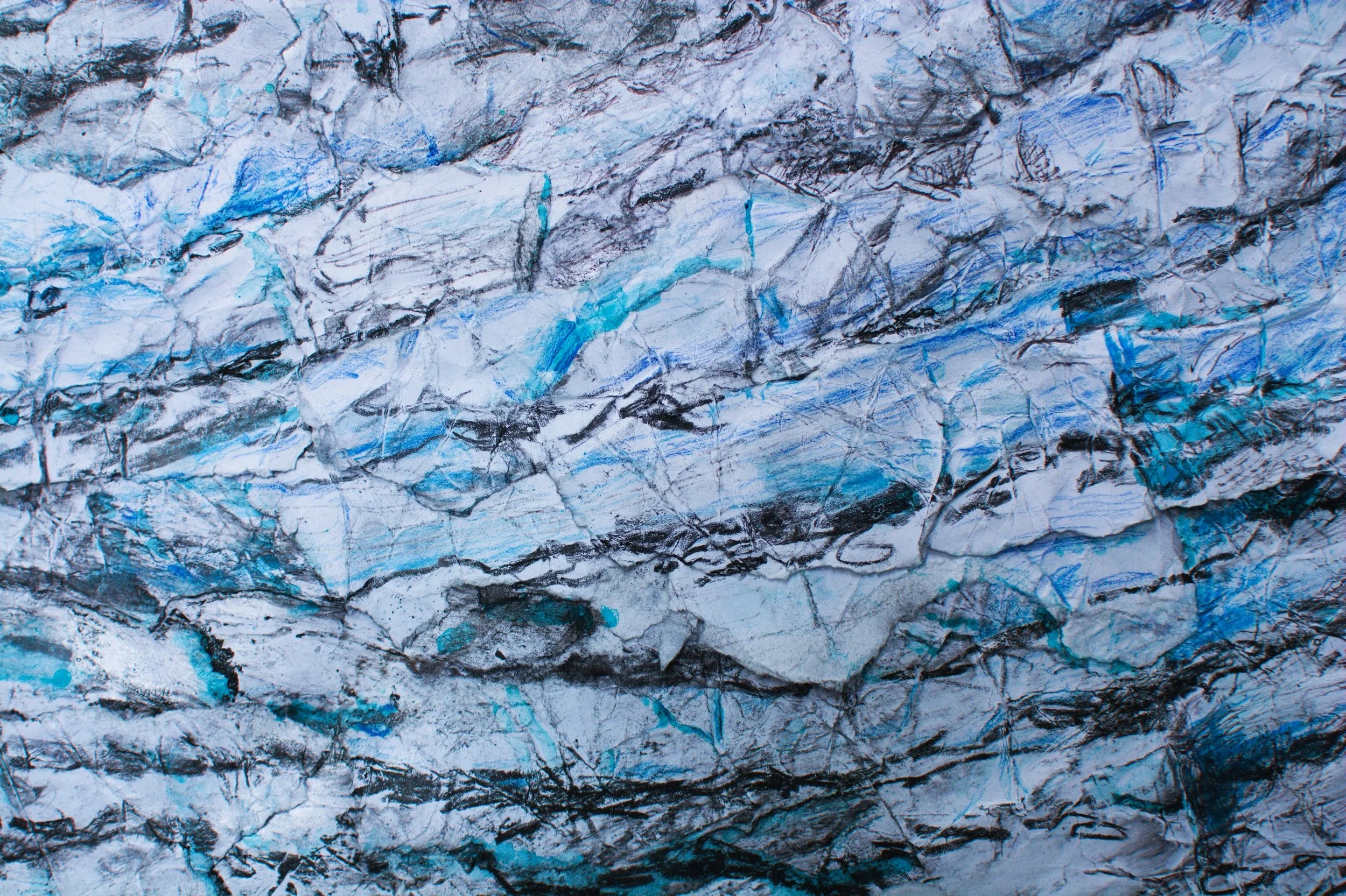 Nahaufnahme, Kunstwerk aktuell, Wandbild, 70 x 100cm, Aquarell & Kohle auf Papier, von zeitgenössischem Düsseldorfer Künstler Eduard Winklhofer, Atelier Düsseldorf