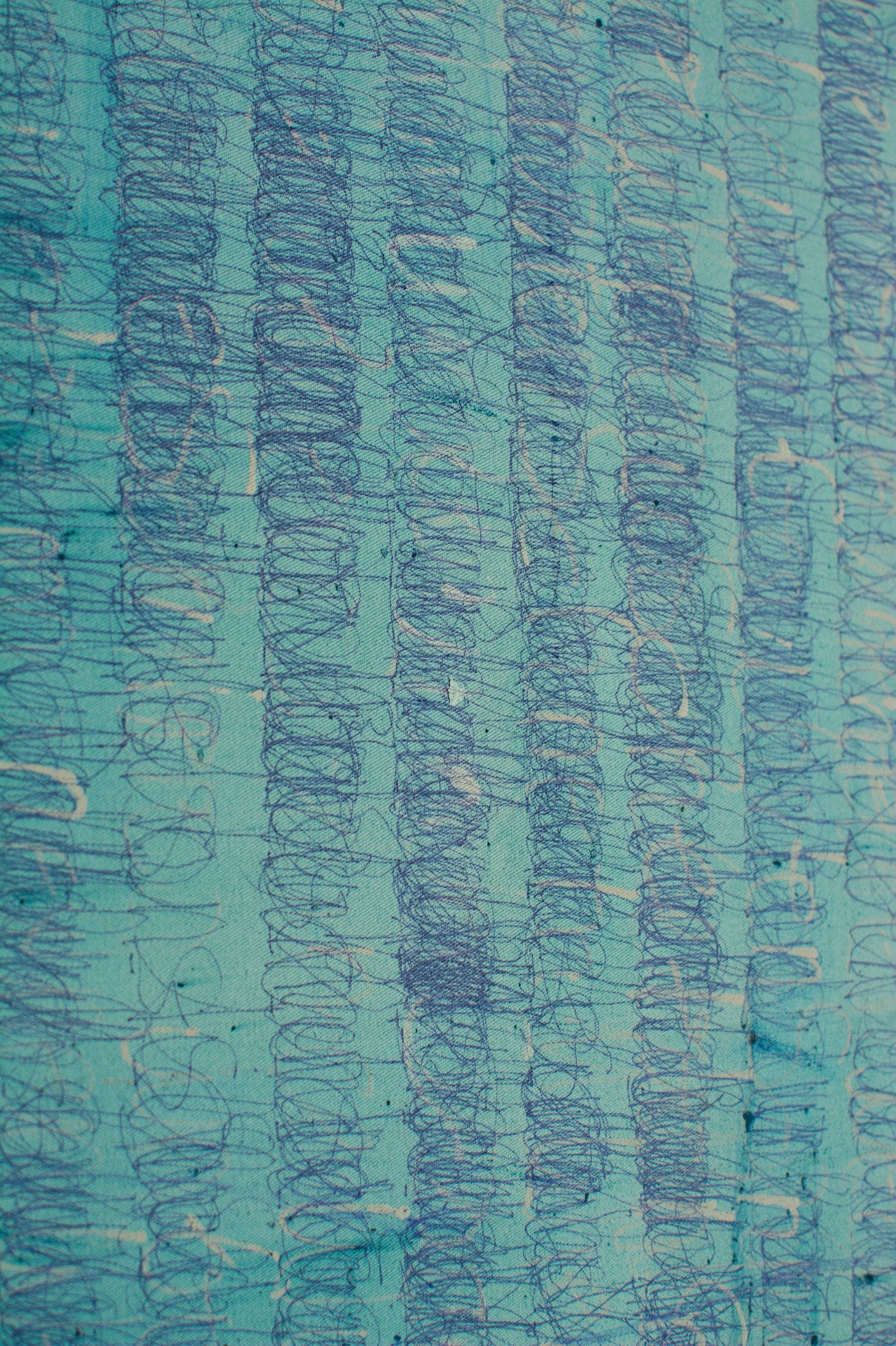 Nahaufnahme, Kunstwerk aktuell, Wandbild, Schriftbild, Acryl auf Leinwand, von zeitgenössischem Düsseldorfer Künstler Eduard Winklhofer, Atelier Düsseldorf