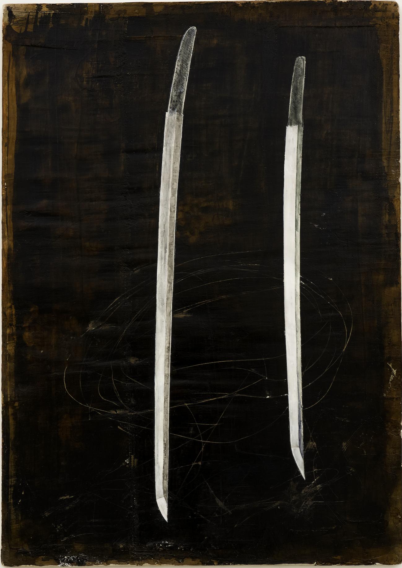 Klingen, 70 x 100cm, Pigment, Schellack, Französischer Stuck auf Gipsplatte