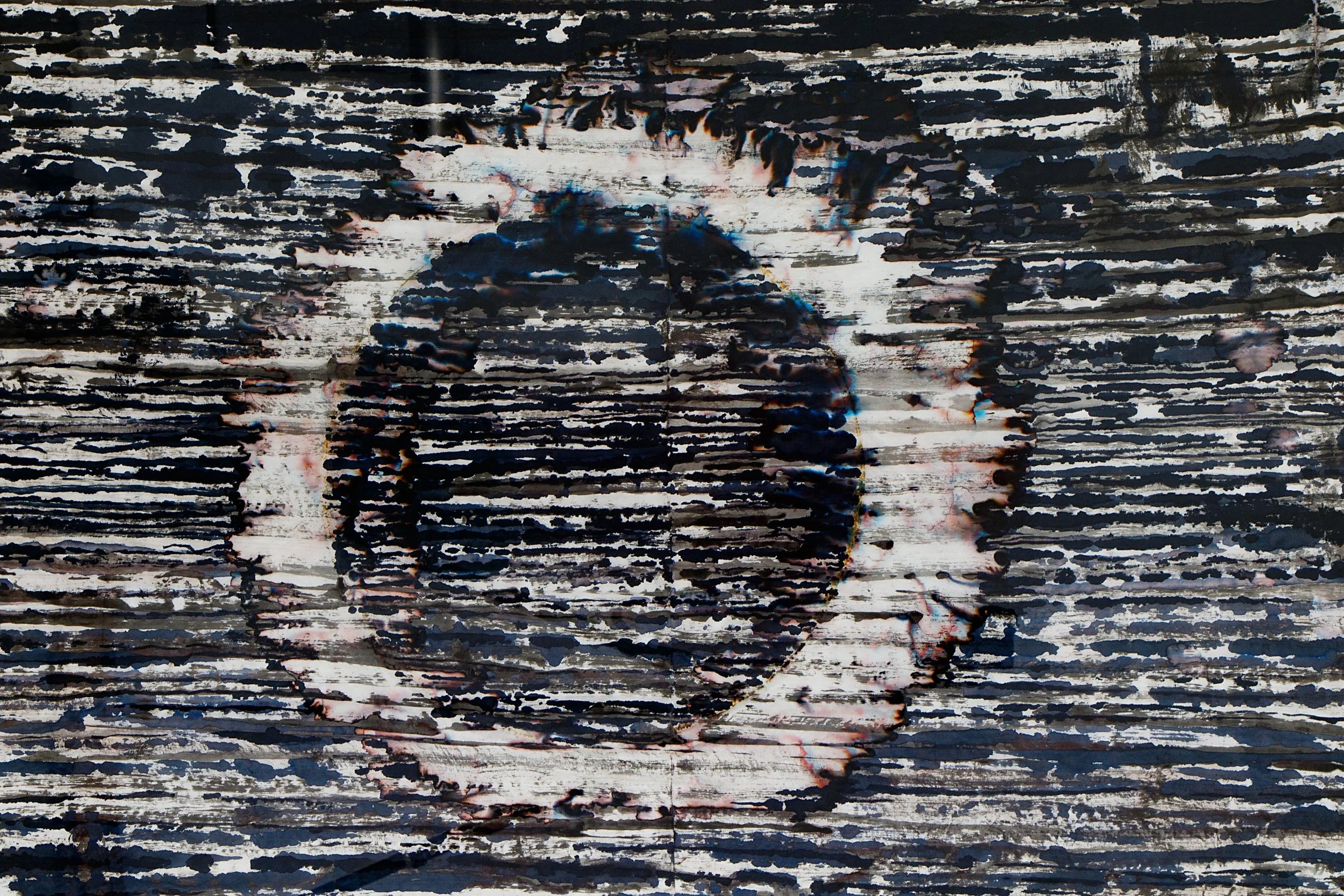Kunstwerk aktuell, Wandbild, Sphäre, Tinte auf japanischem Reispapier, 70 x 100cm, von zeitgenössischem Düsseldorfer Künstler Eduard Winklhofer, Atelier Düsseldorf
