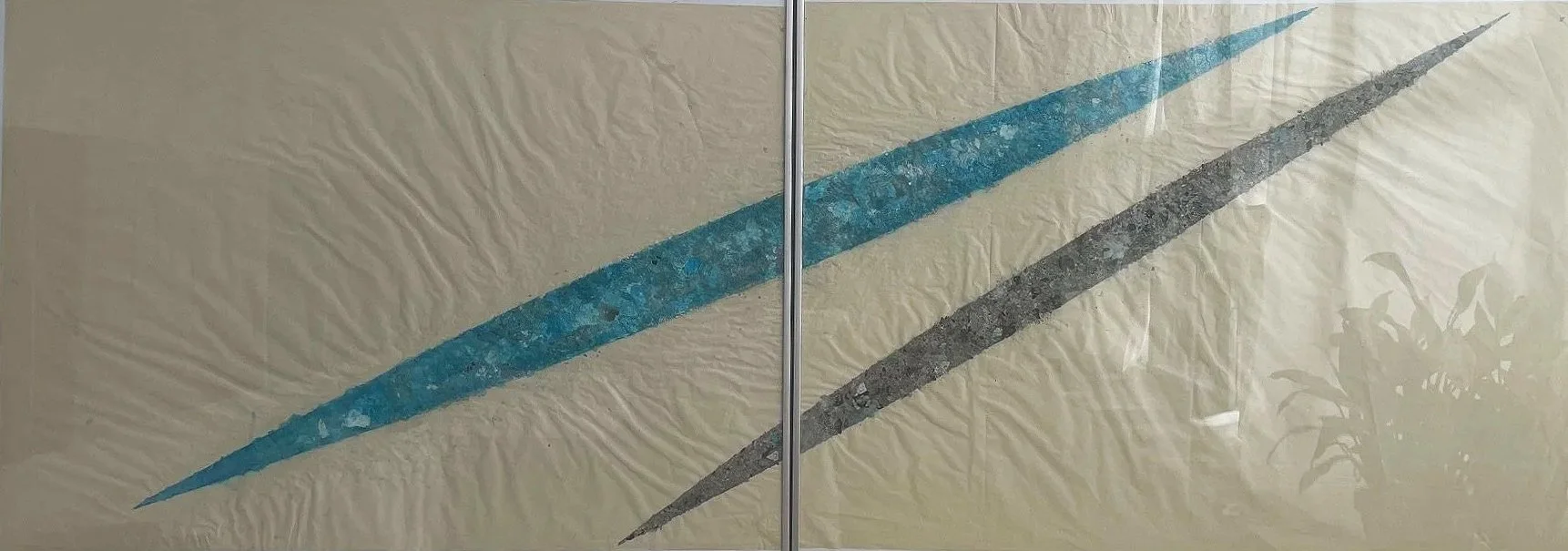 Ohne Titel, 200 x 70cm, Papierasche & Seidenfarbe auf japanischem Reispapier