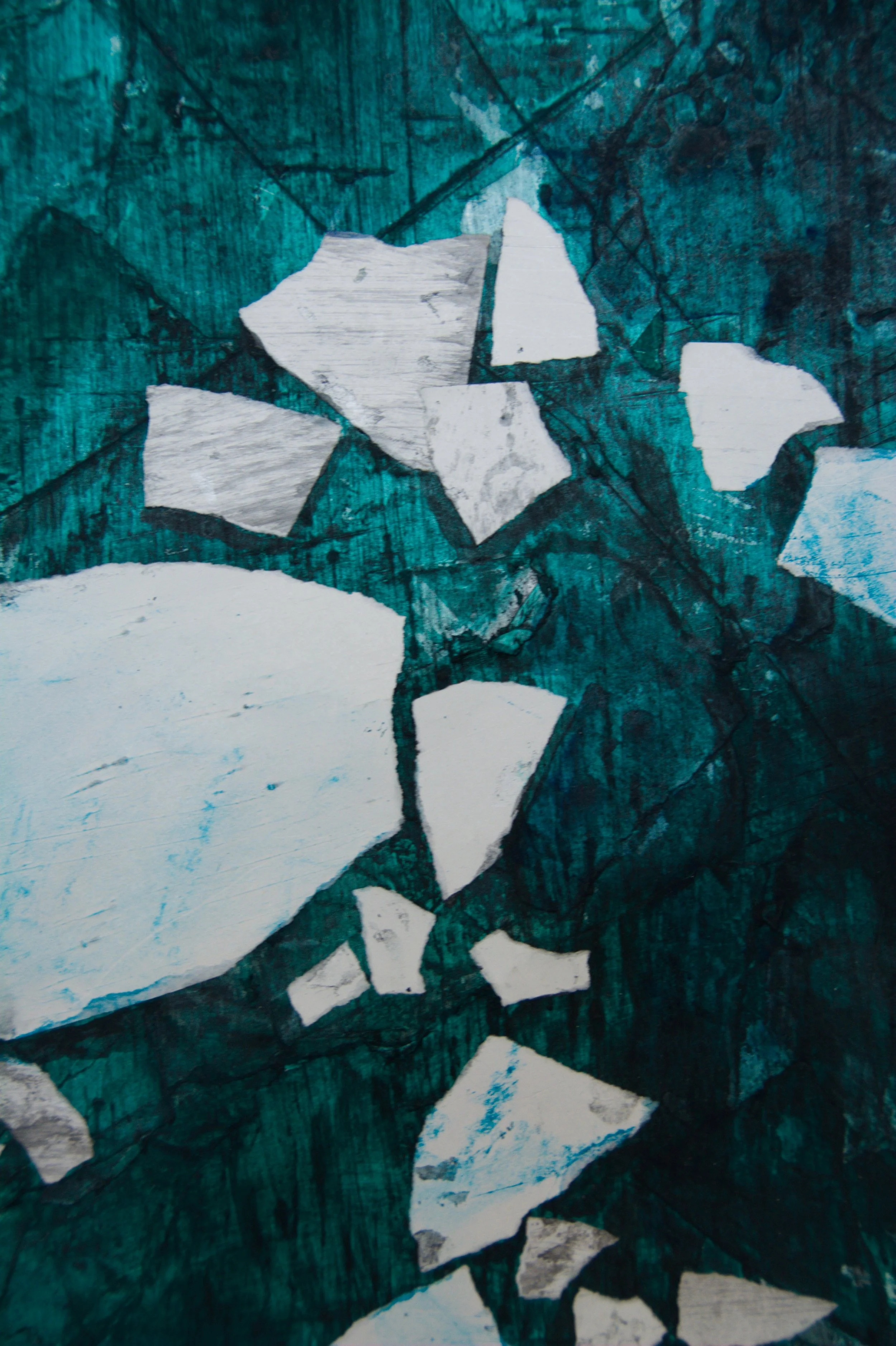 Nahaufnahme, Kunstwerk aktuell, Wandbild, Mischtechnik auf Papier, 70 x 100cm, von zeitgenössischem Düsseldorfer Künstler Eduard Winklhofer, Atelier Düsseldorf