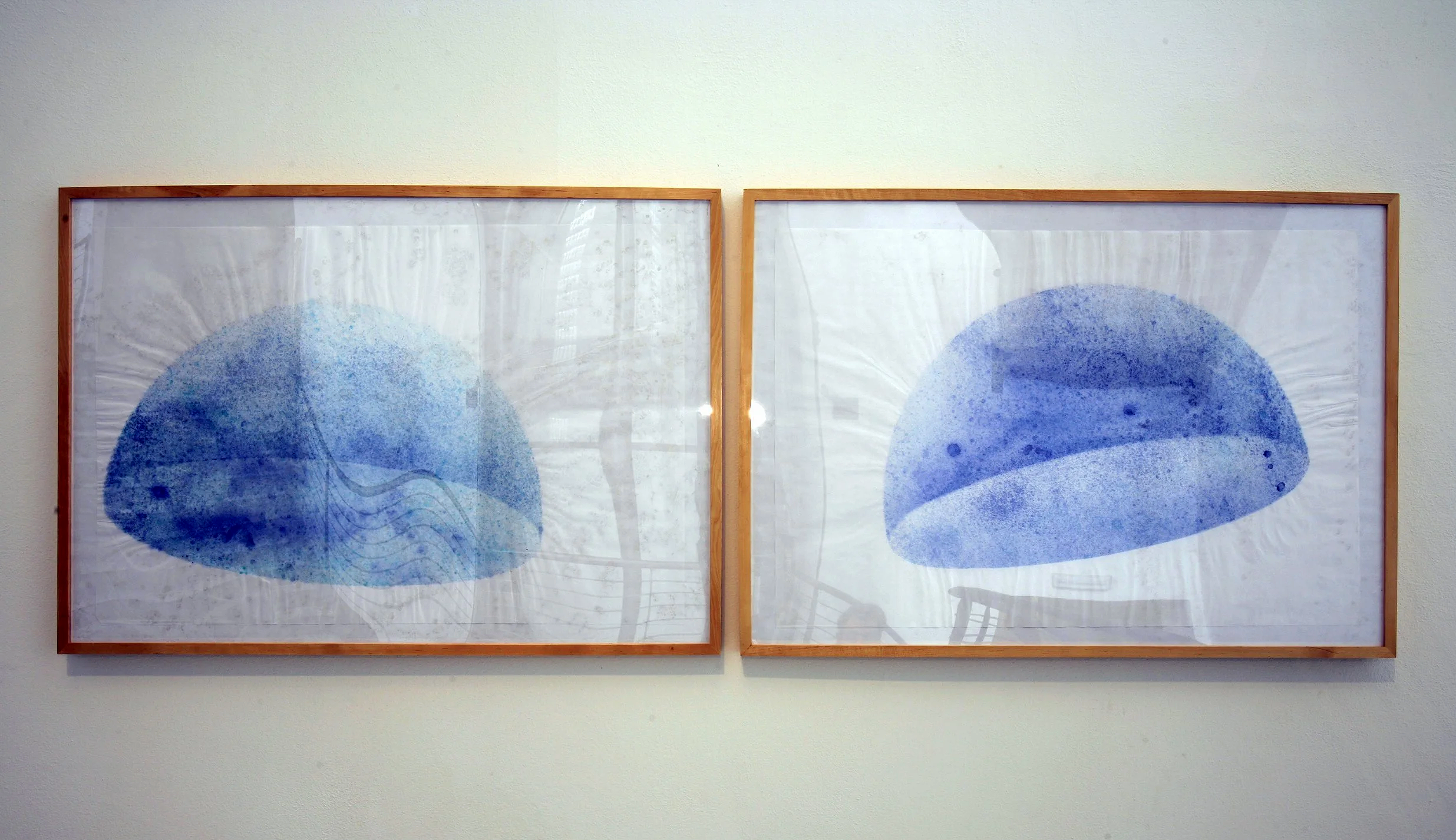 Eduard Winklhofer, zeitgenössische Kunst Düsseldorf, Künstler Atelier Düsseldorf, Original Aquarell auf japanischem Reispapier, jeweils 70 x 100cm Wandbild