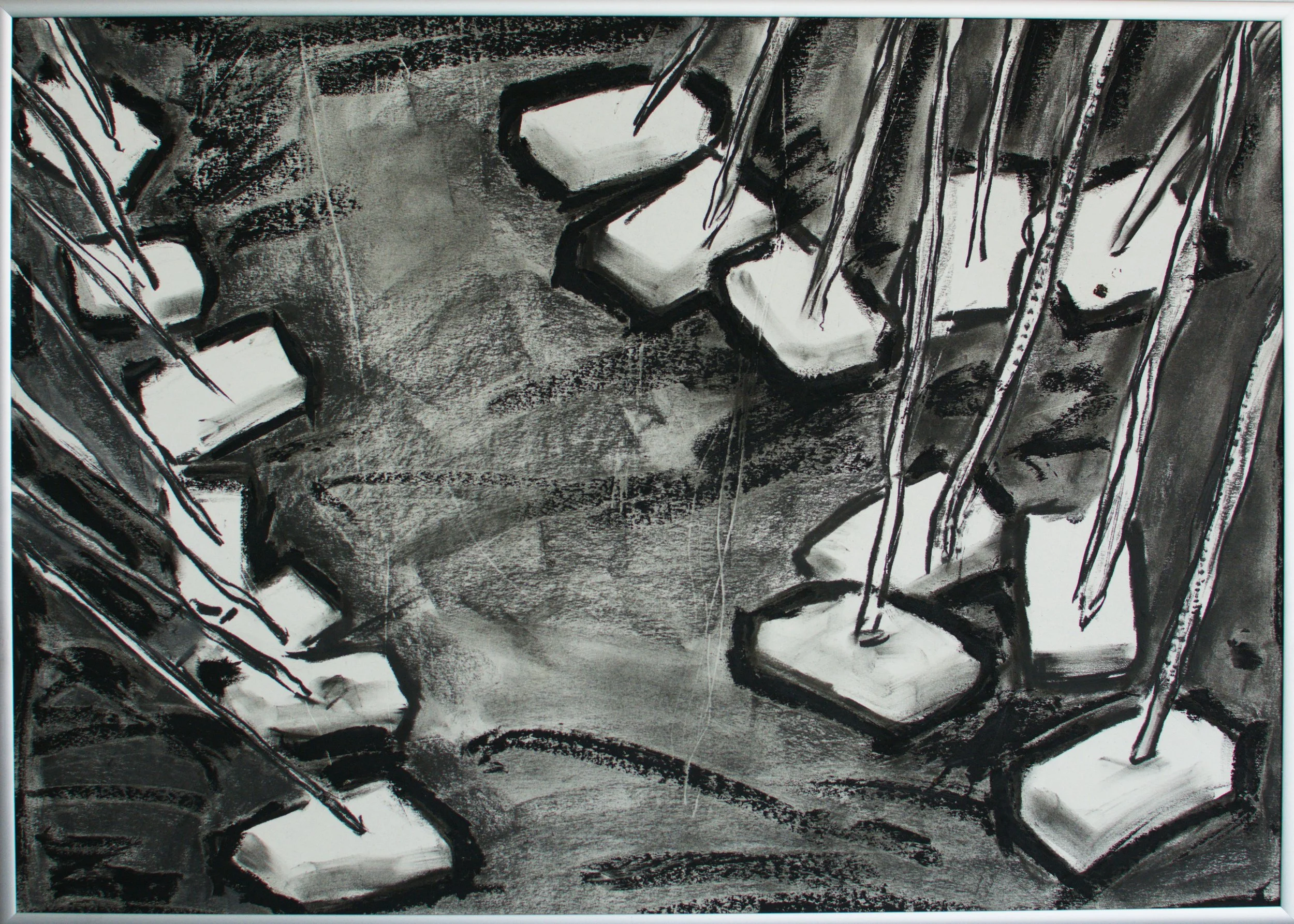 Eduard Winklhofer, zeitgenössische Kunst Düsseldorf, Künstler Atelier Düsseldorf, Skizze für Installation Original auf Papier