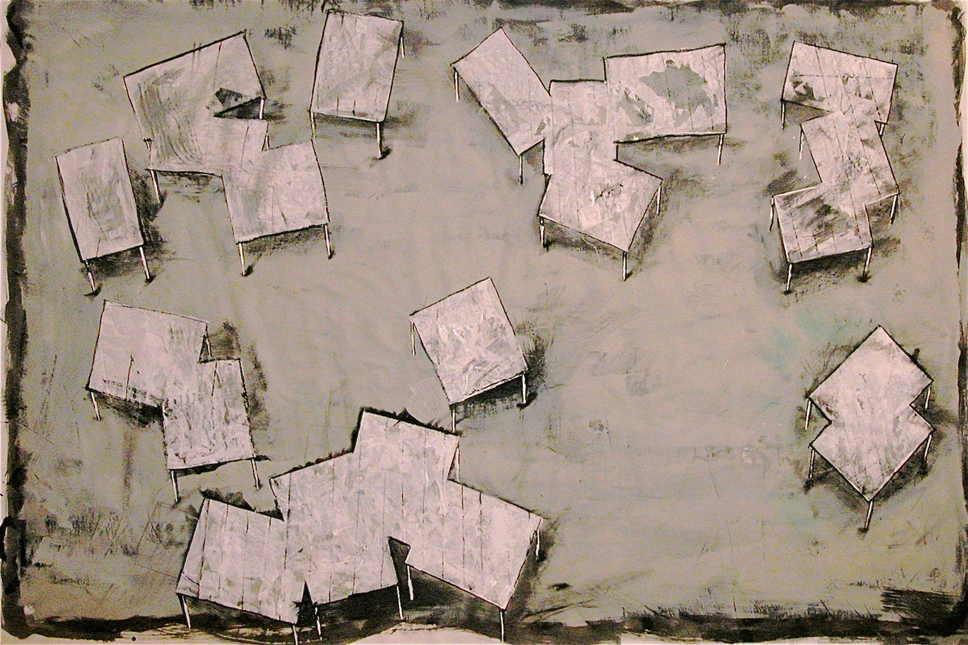 Ohne Titel, 100 x 200cm, Acryl & Ölstift auf Leinwand 