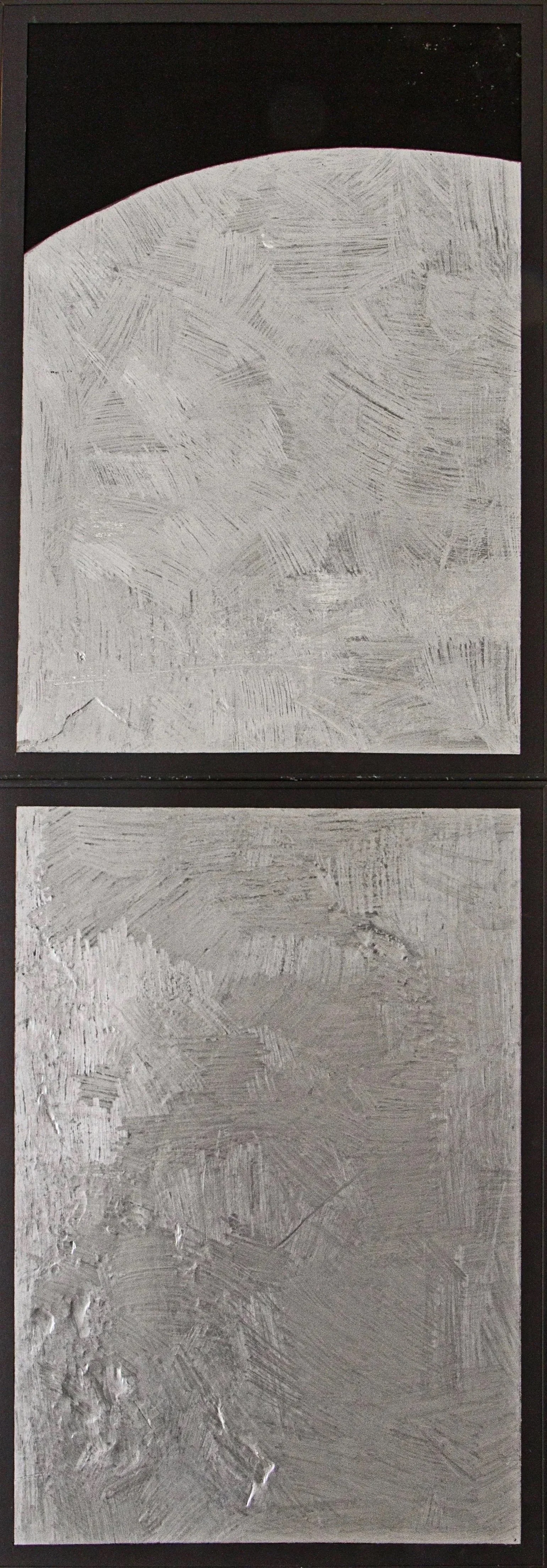 Zwei schwarz-weiße, Gemälde Eduard Winklhofer, zeitgenössische Kunst Düsseldorf, Künstler Atelier Düsseldorf, Graphit Original auf Papier, jeweils 70 x 100cm