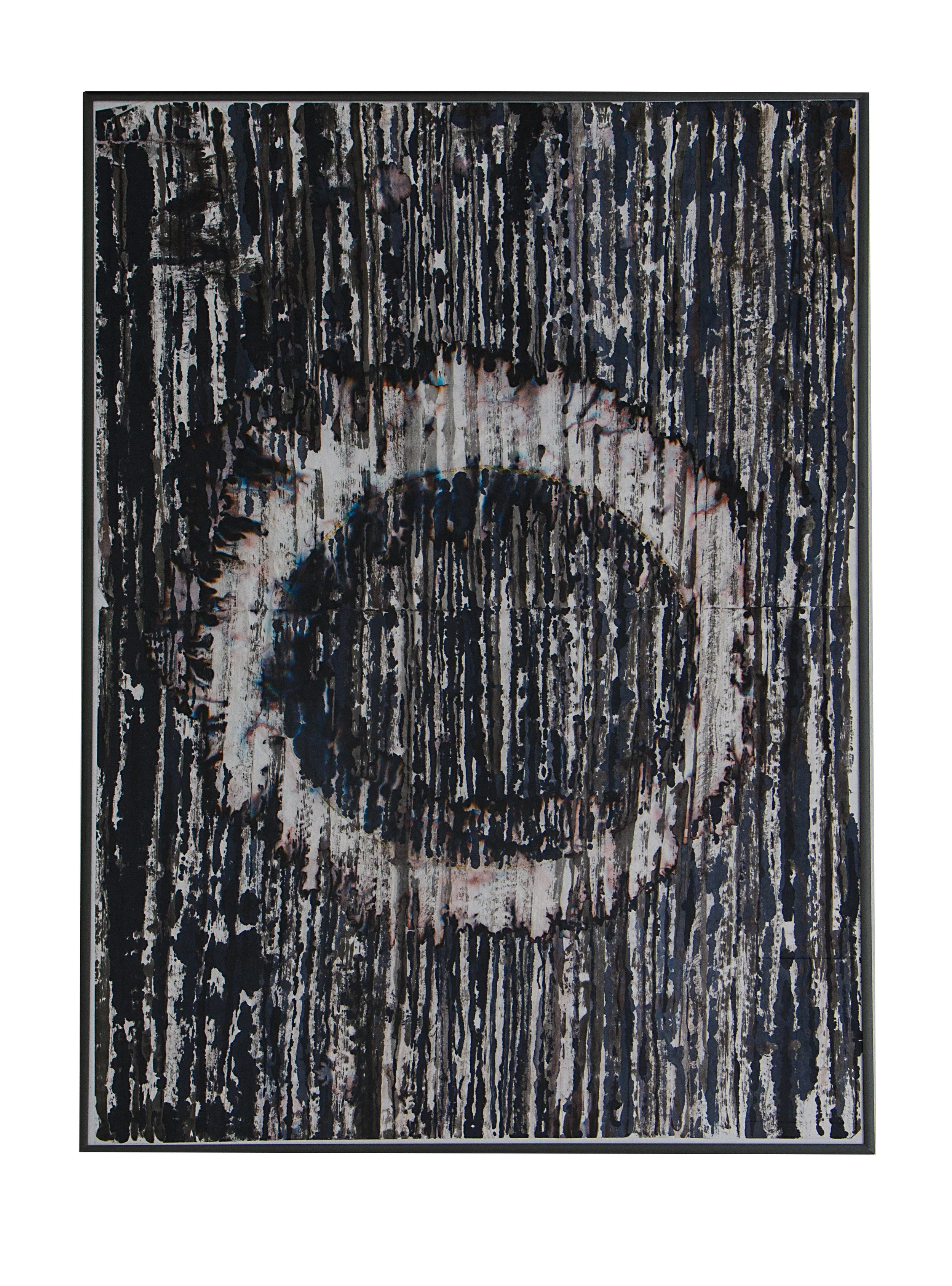 Kunstwerk aktuell, Wandbild, Sphäre, Tinte auf japanischem Reispapier, 70 x 100cm, von zeitgenössischem Düsseldorfer Künstler Eduard Winklhofer, Atelier Düsseldorf