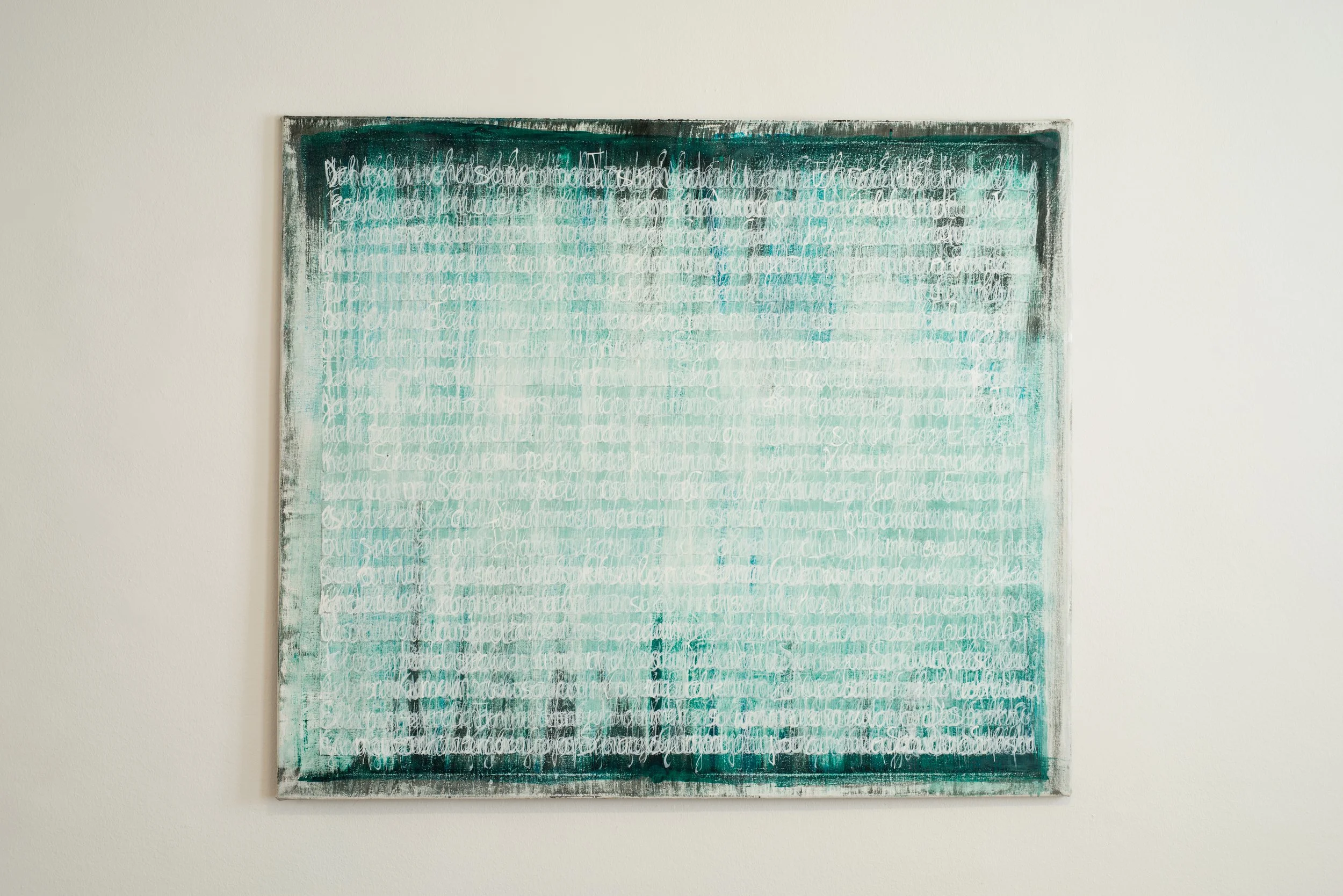 Kunstwerk, Wandbild aus der Serie Schriftbilder, Acryl auf Leinwand, Kunsthaus Köflach, von Düsseldorfer zeitgenössischem Künstler Eduard Winklhofer