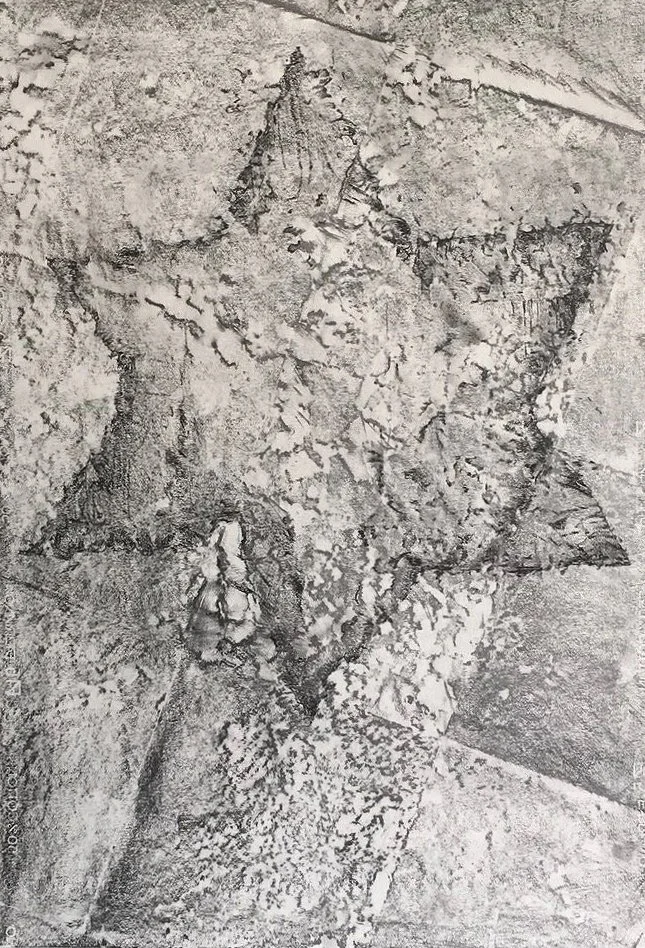 Eduard Winklhofer, zeitgenössische Kunst Düsseldorf, Künstler Atelier Düsseldorf, Original Graphit auf Papier, Fläche 70 x 100cm, Stern
