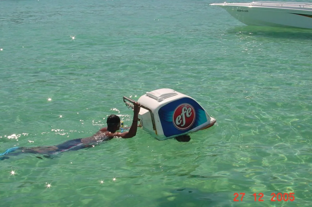 Venezuelan vendor selling ice cream in Puerto La Cruz.