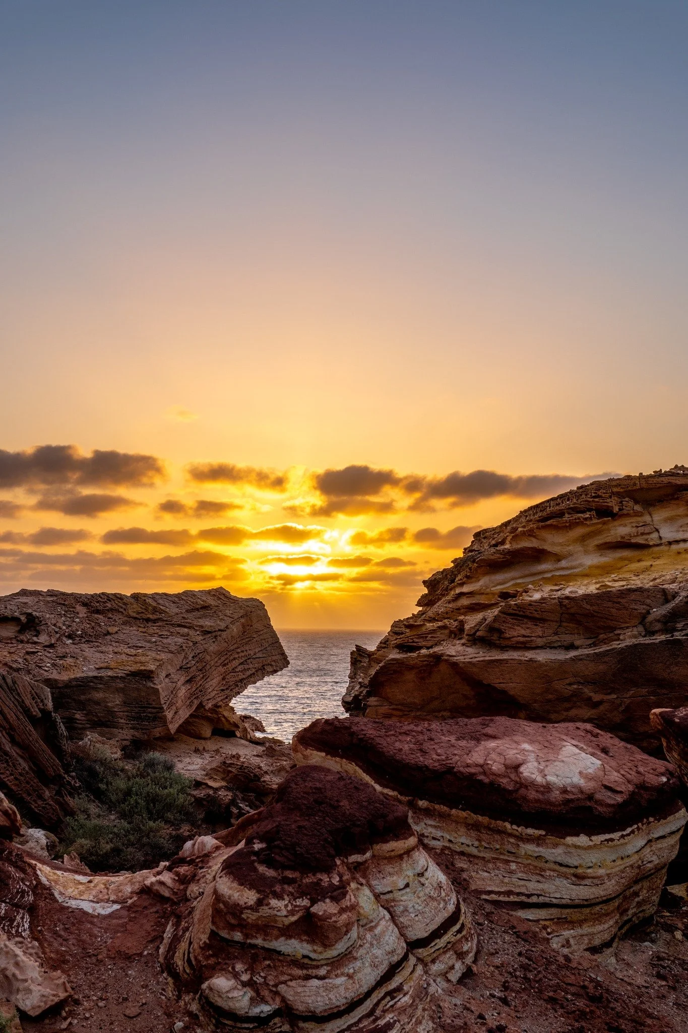 Sunset on the rocks at Kalbarri Red Bluff did not disappoint!