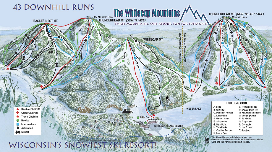 Map of Whitecap Mountain's 48 runs