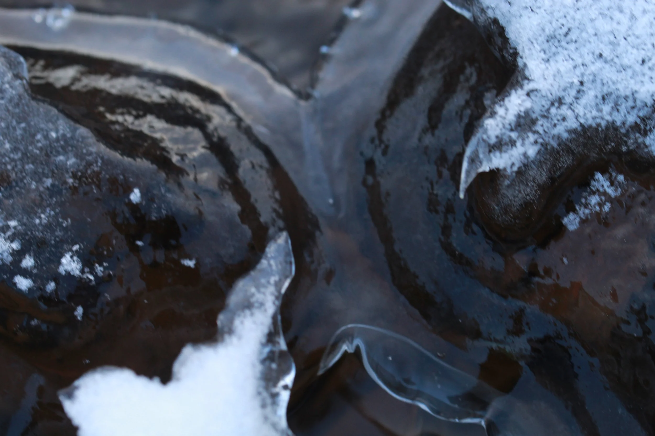 Water flowing threw ice